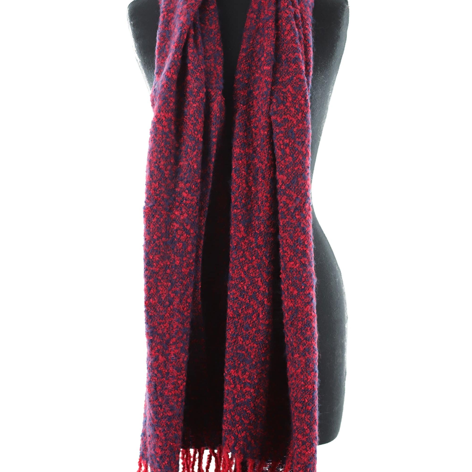 Muffler Scarf Plush with Fringe - Blue/Red - Muffler - La Fiorentina KT13-1165S_2
