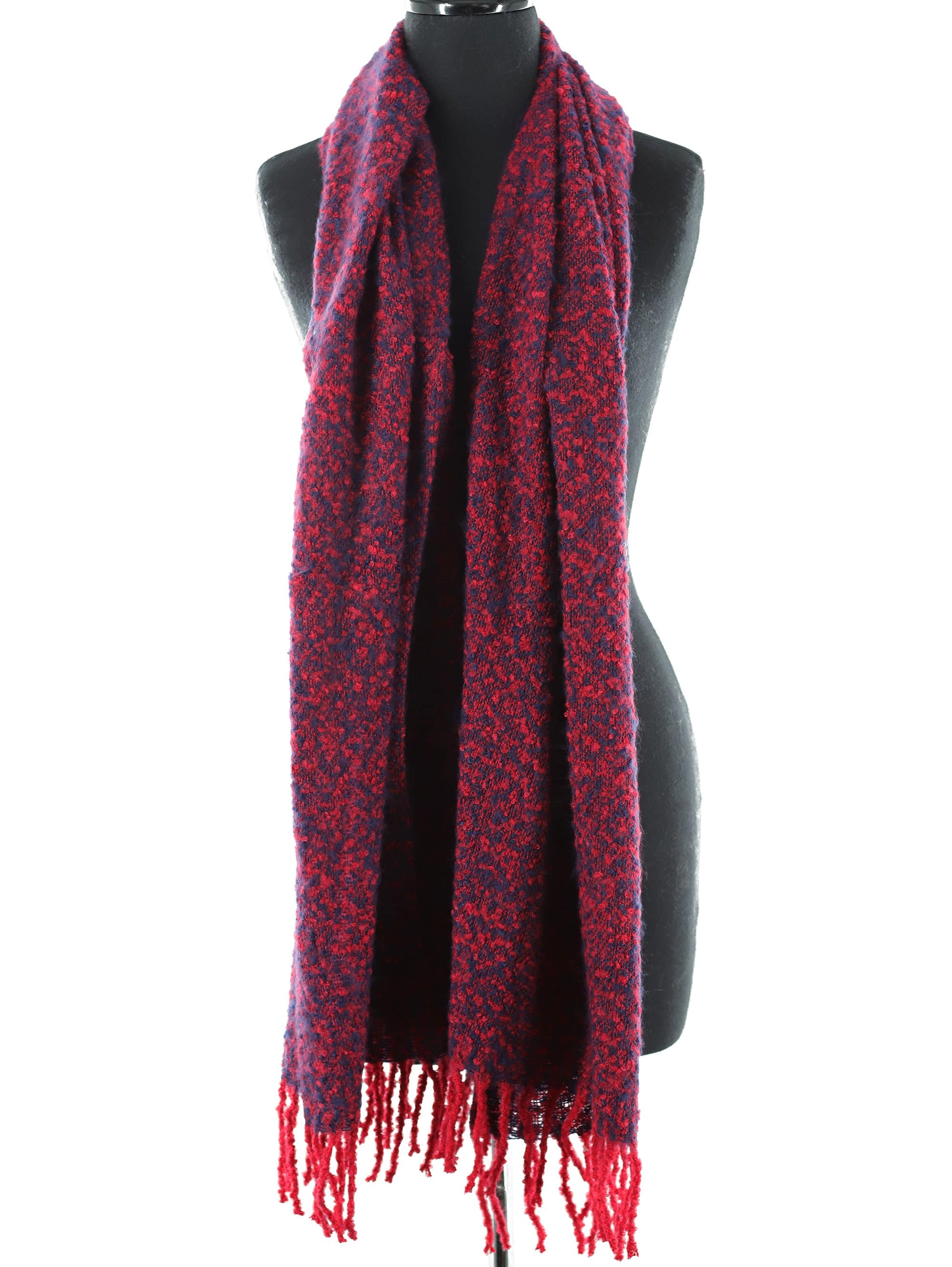 Muffler Scarf Plush with Fringe - Blue/Red - Muffler - La Fiorentina KT13-1165S_2
