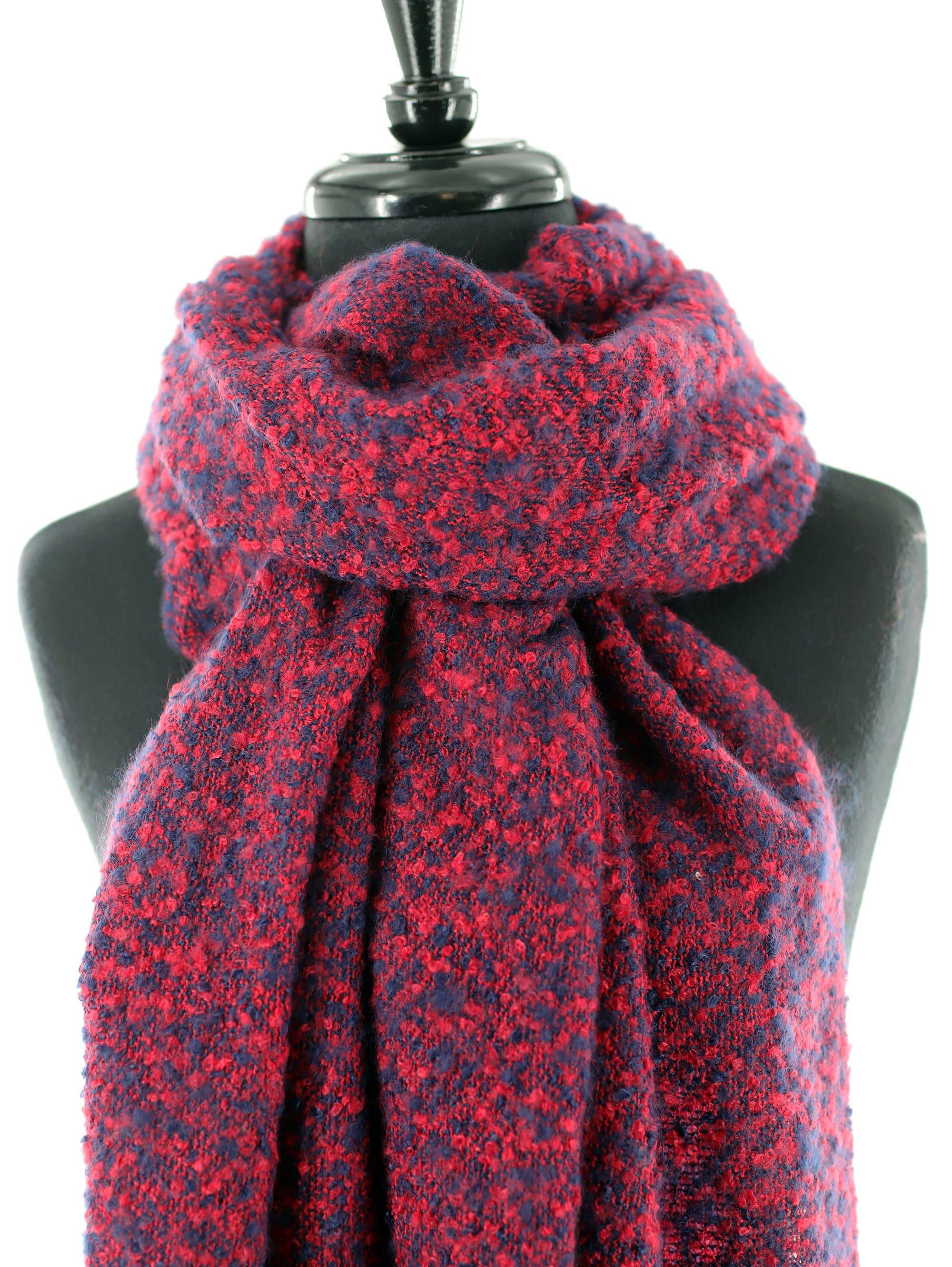 Muffler Scarf Plush with Fringe - Blue/Red – La Fiorentina