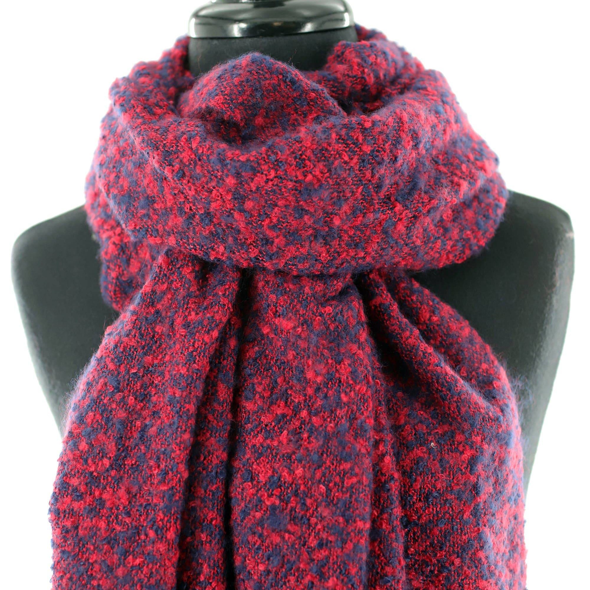 Muffler Scarf Plush with Fringe - Blue/Red - Muffler - La Fiorentina KT13-1165S_2