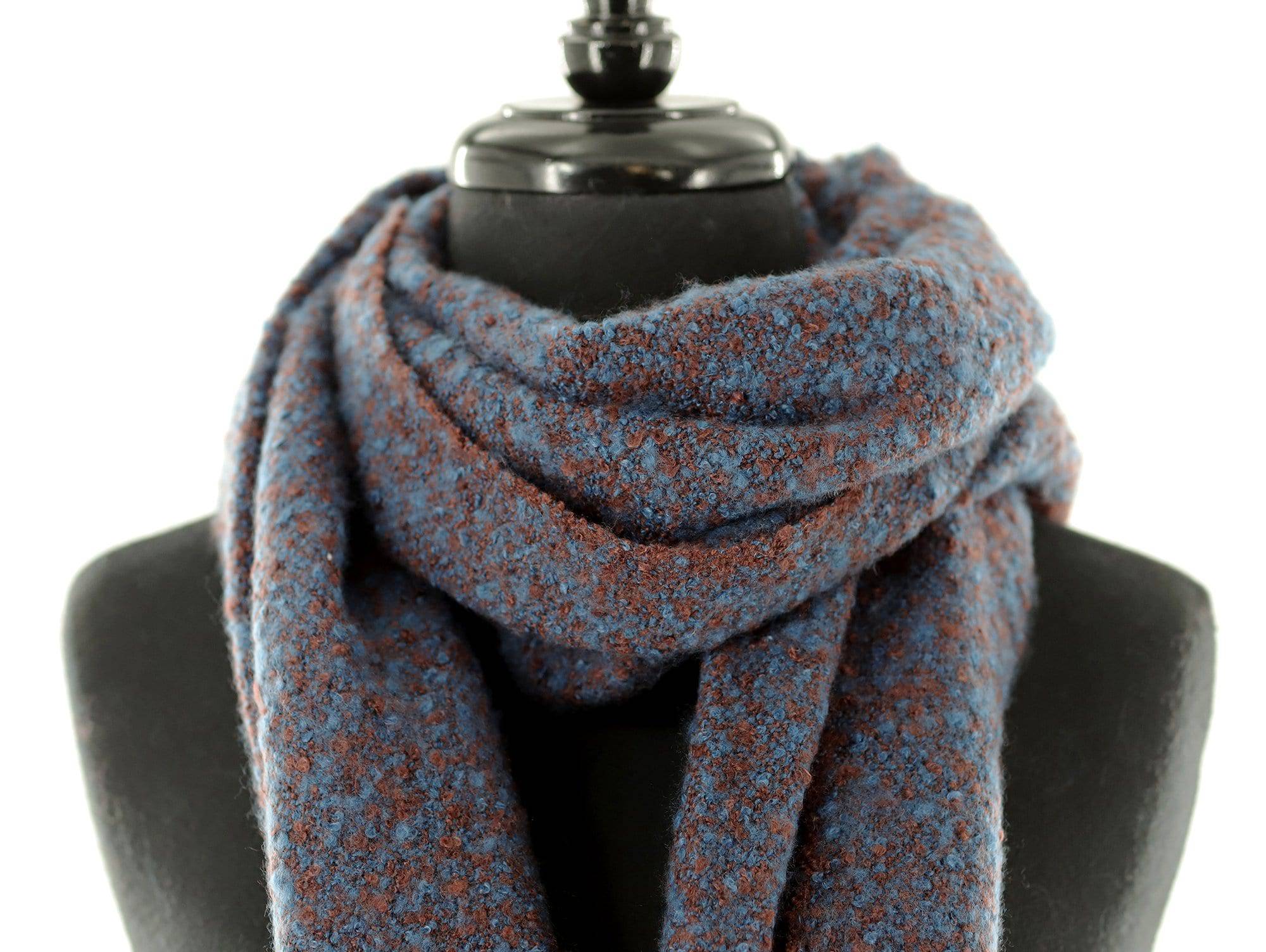 Muffler Scarf Plush with Fringe - Sapphire/Topaz - Muffler - La Fiorentina KT13-1165S