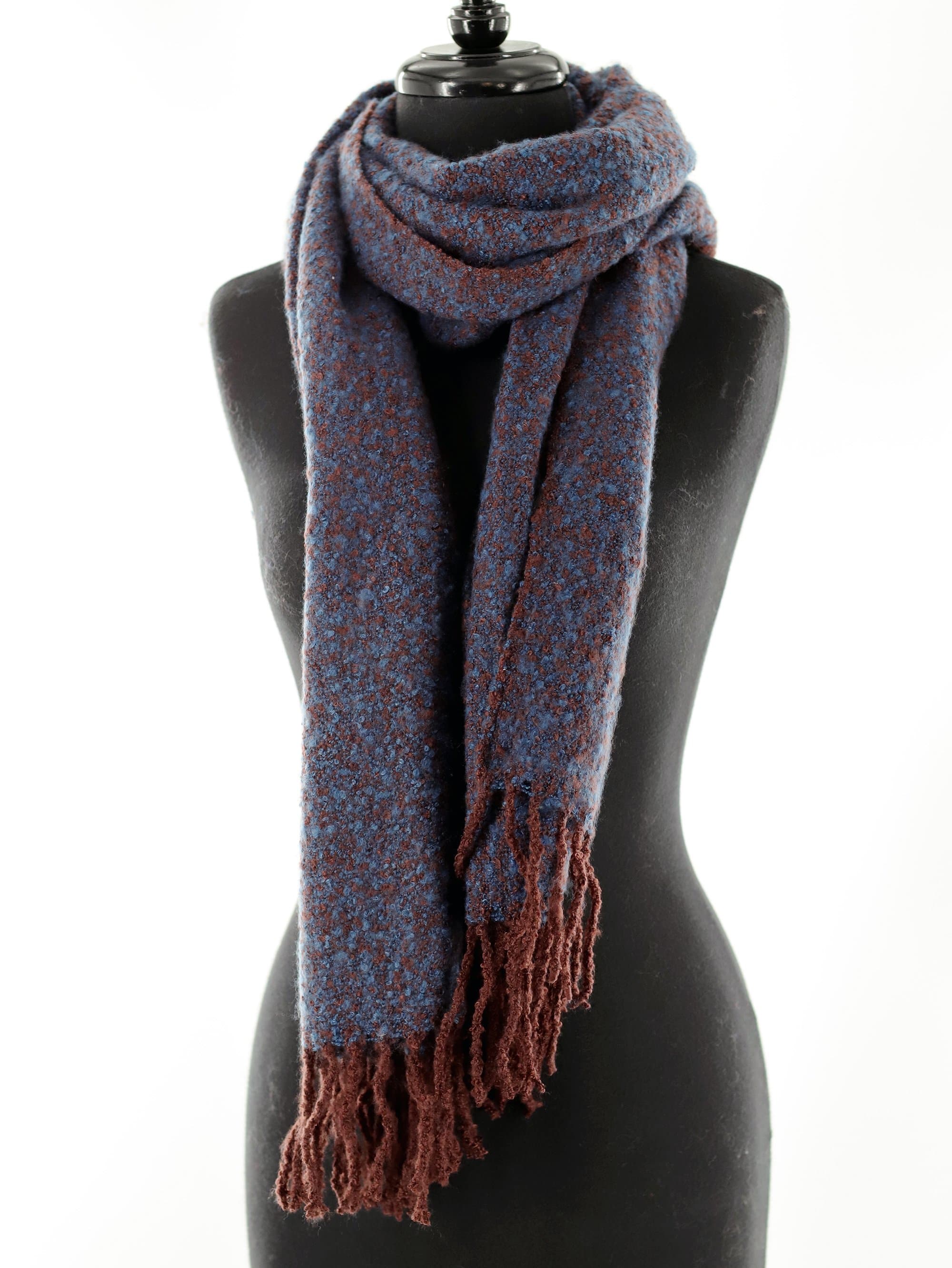 Muffler Scarf Plush with Fringe - Sapphire/Topaz – La Fiorentina