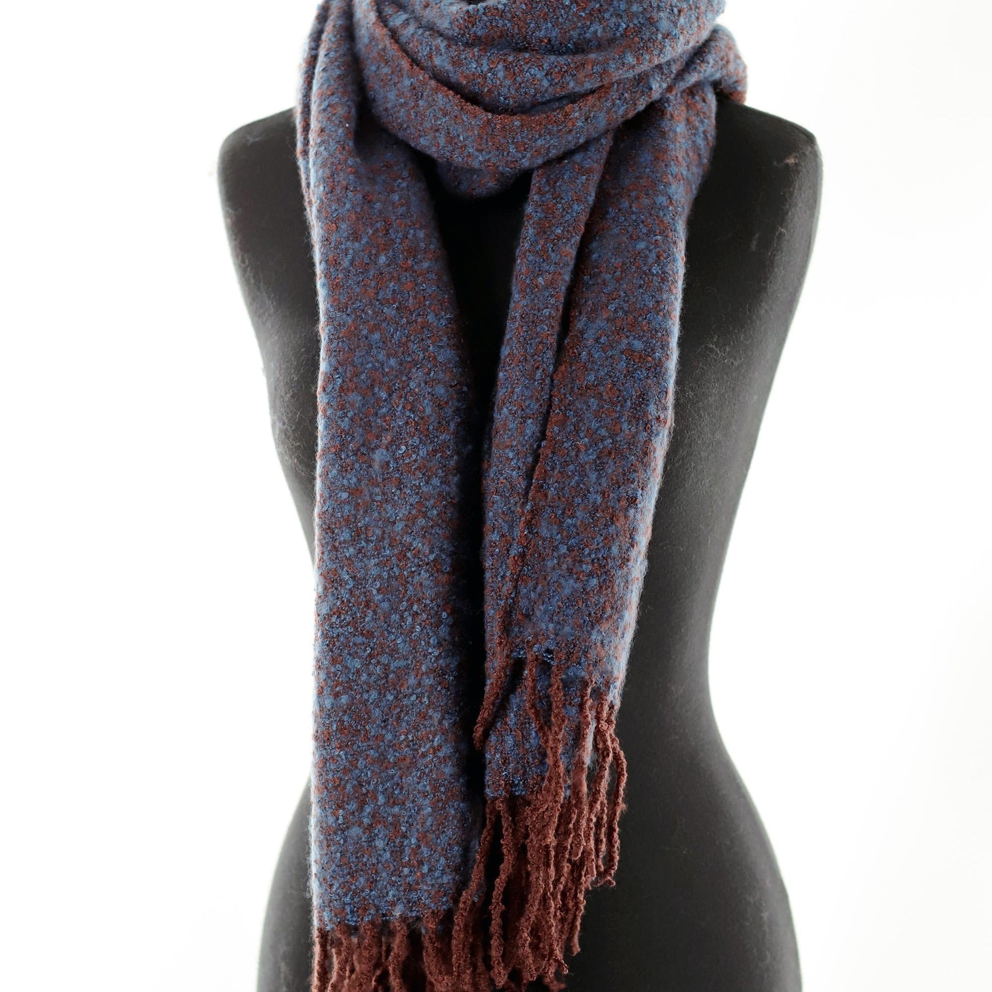 Muffler Scarf Plush with Fringe - Sapphire/Topaz - Muffler - La Fiorentina KT13-1165S