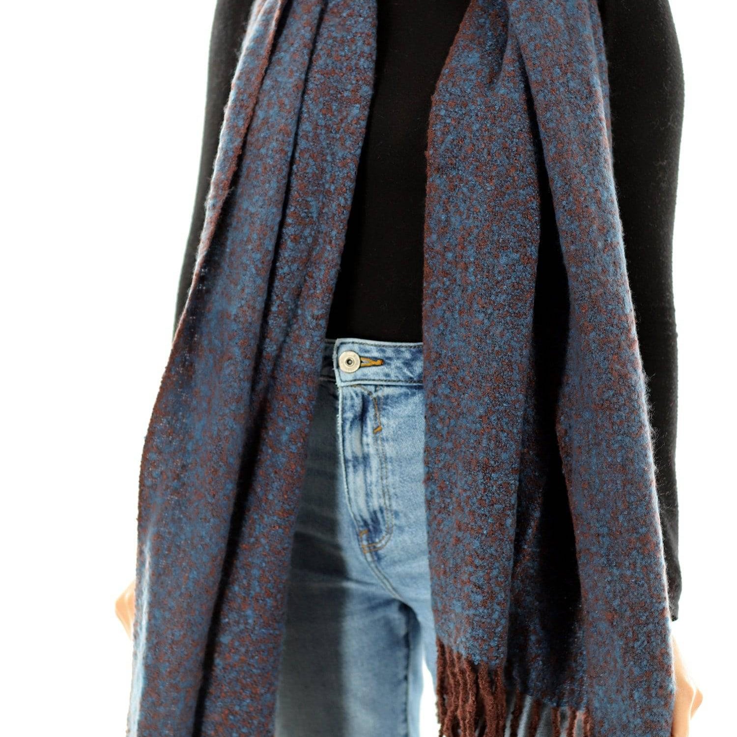 Muffler Scarf Plush with Fringe - Sapphire/Topaz - Muffler - La Fiorentina KT13-1165S
