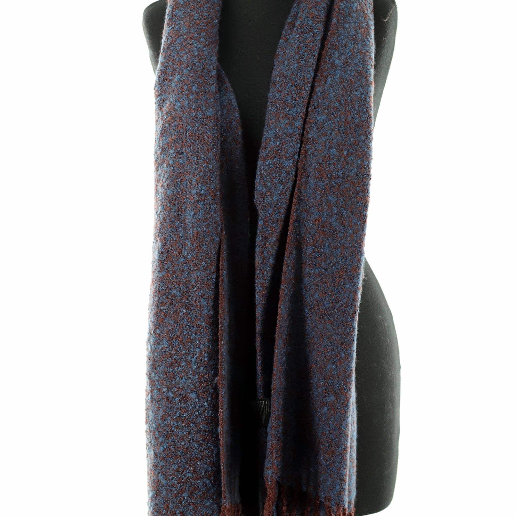 Muffler Scarf Plush with Fringe - Sapphire/Topaz - Muffler - La Fiorentina KT13-1165S