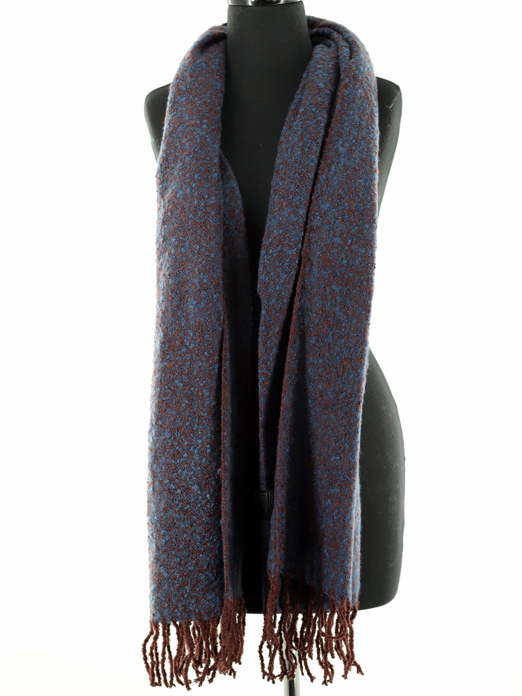 Muffler Scarf Plush with Fringe - Sapphire/Topaz - Muffler - La Fiorentina KT13-1165S