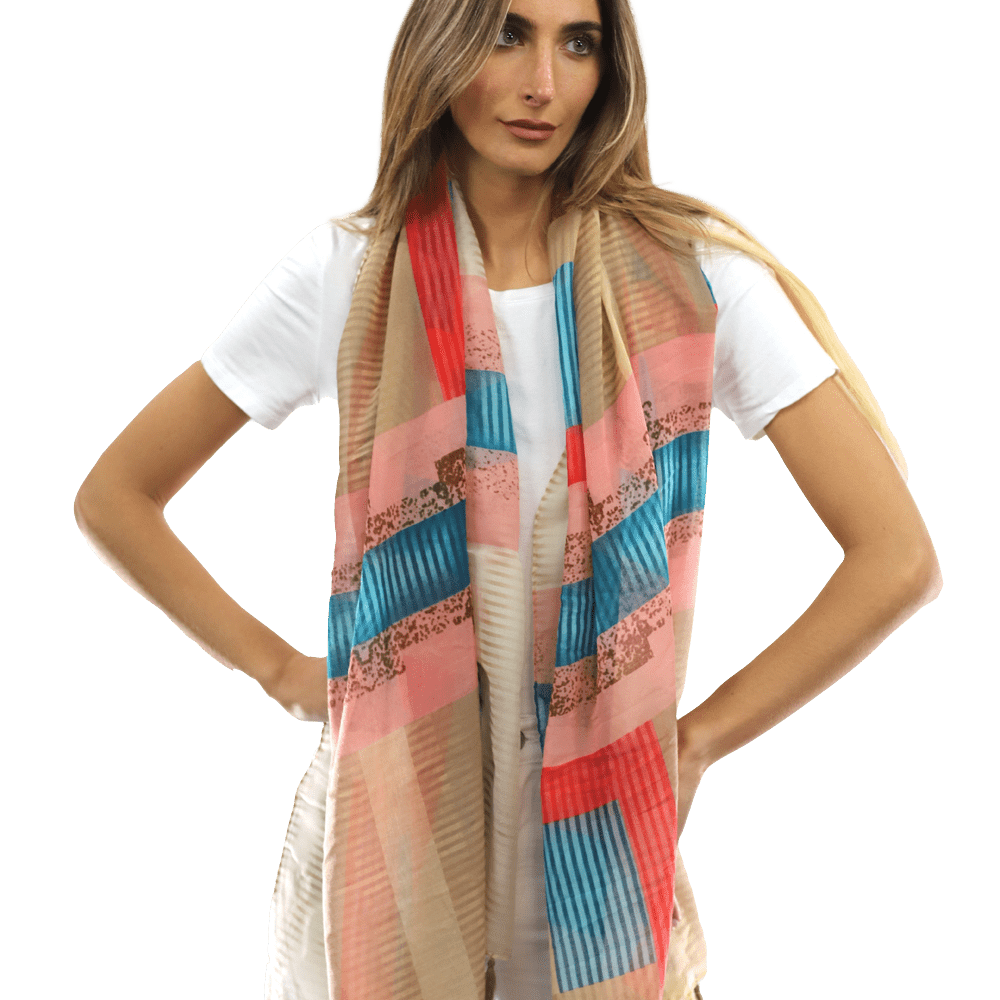 Multi-colored pattern woven scarf-Beige - Scarf - La Fiorentina HH04