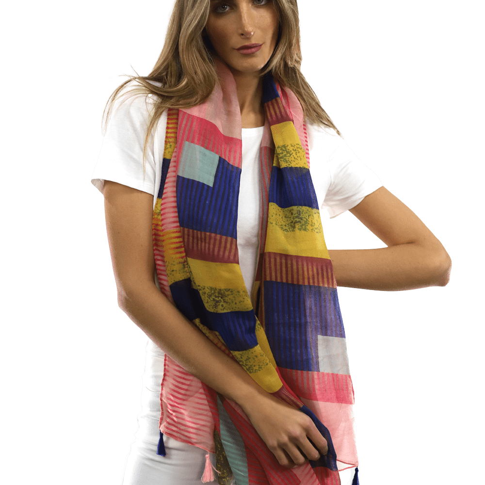 Multi-colored pattern woven scarf-Pink - Scarf - La Fiorentina HH04
