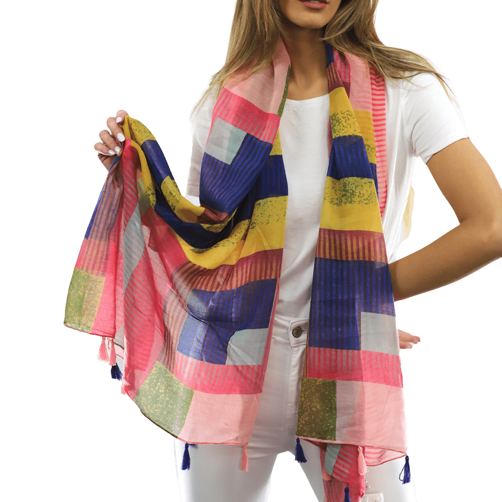 Multi-colored pattern woven scarf-Pink - Scarf - La Fiorentina HH04