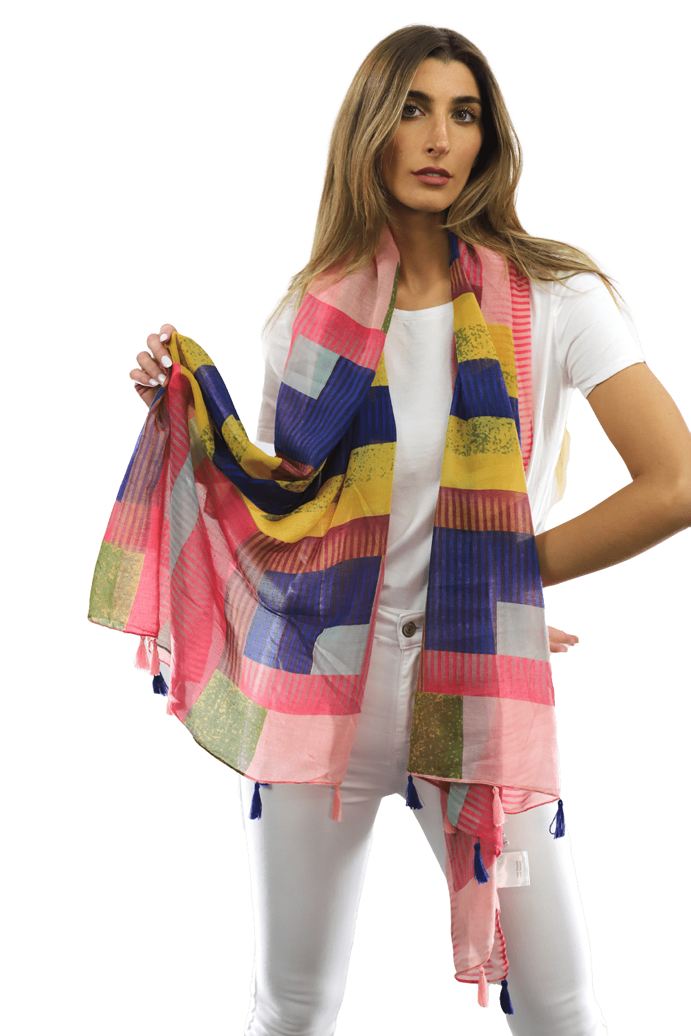 Multi-colored pattern woven scarf-Pink - Scarf - La Fiorentina HH04