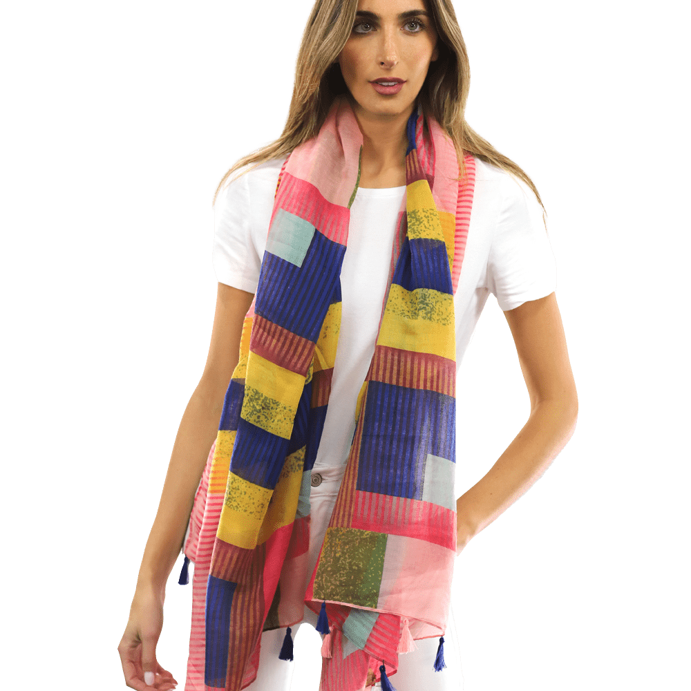 Multi-colored pattern woven scarf-Pink - Scarf - La Fiorentina HH04