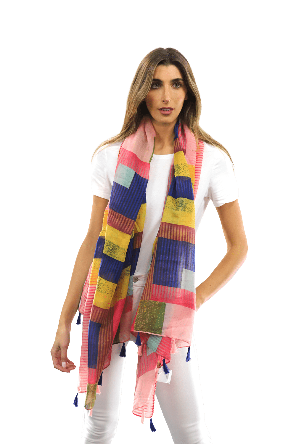 Multi-colored pattern woven scarf-Pink - Scarf - La Fiorentina HH04