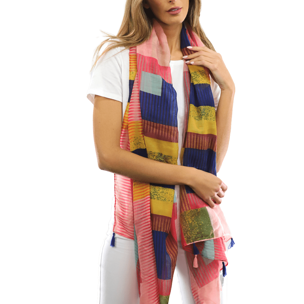 Multi-colored pattern woven scarf-Pink - Scarf - La Fiorentina HH04