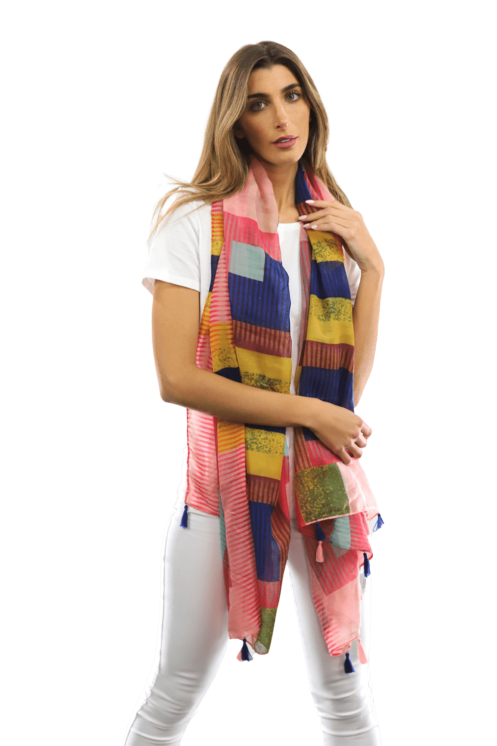 Multi-colored pattern woven scarf-Pink - Scarf - La Fiorentina HH04