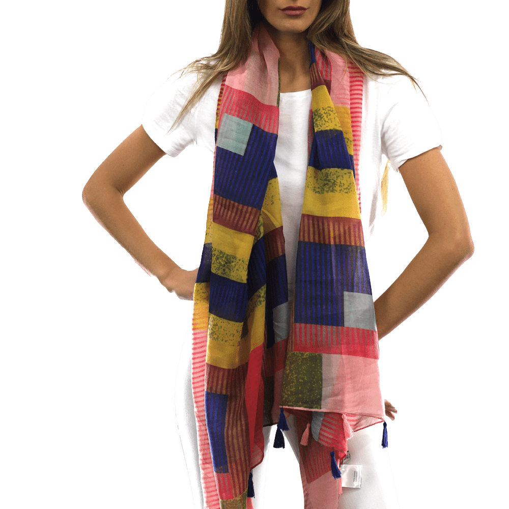 Multi-colored pattern woven scarf-Pink - Scarf - La Fiorentina HH04