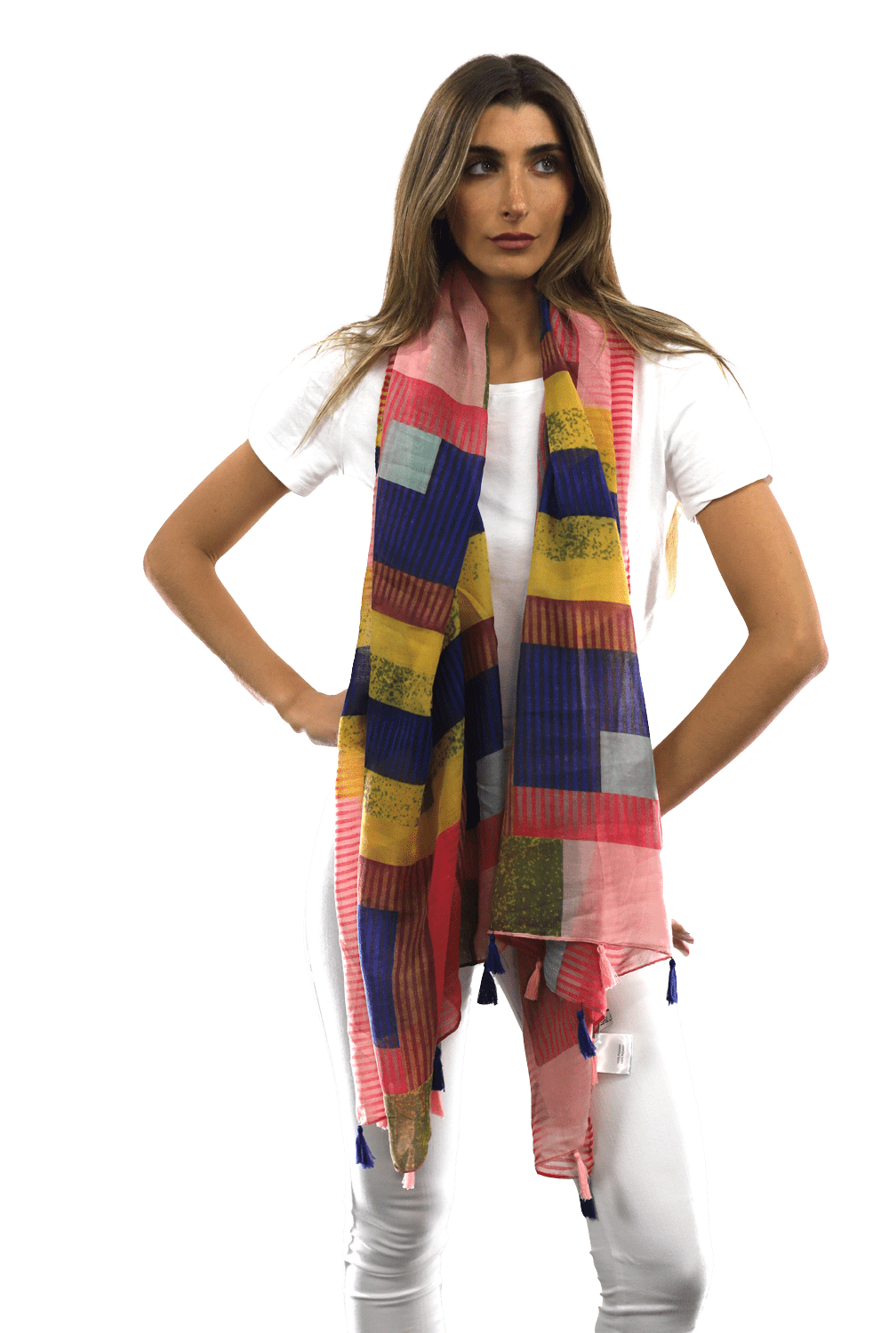 Multi-colored pattern woven scarf-Pink - Scarf - La Fiorentina HH04