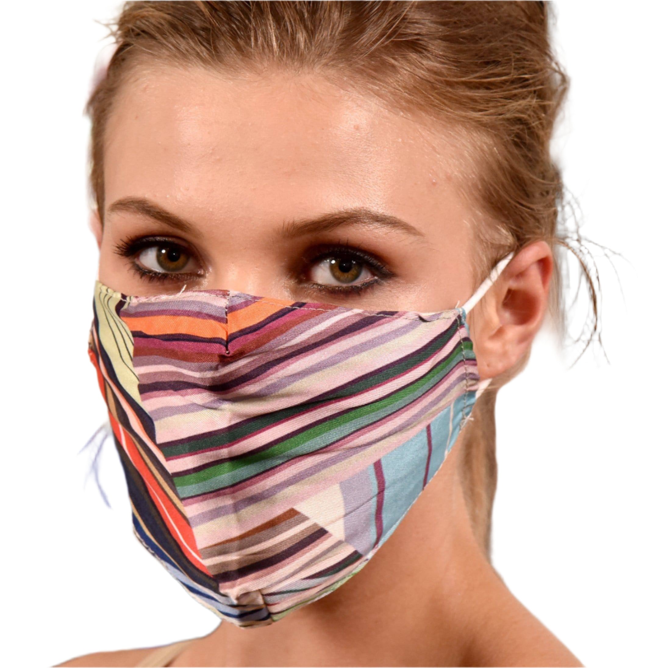 Multi Colored Stripe Print Face Mask - face-mask - La Fiorentina MASK#9