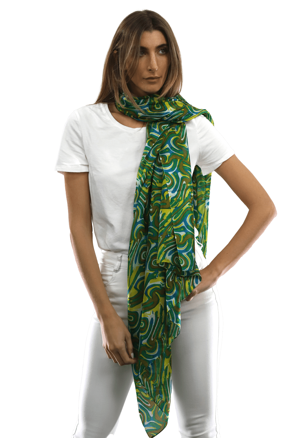 Multicolor Swirl Scarf - Green - Scarf - La Fiorentina EF-2673