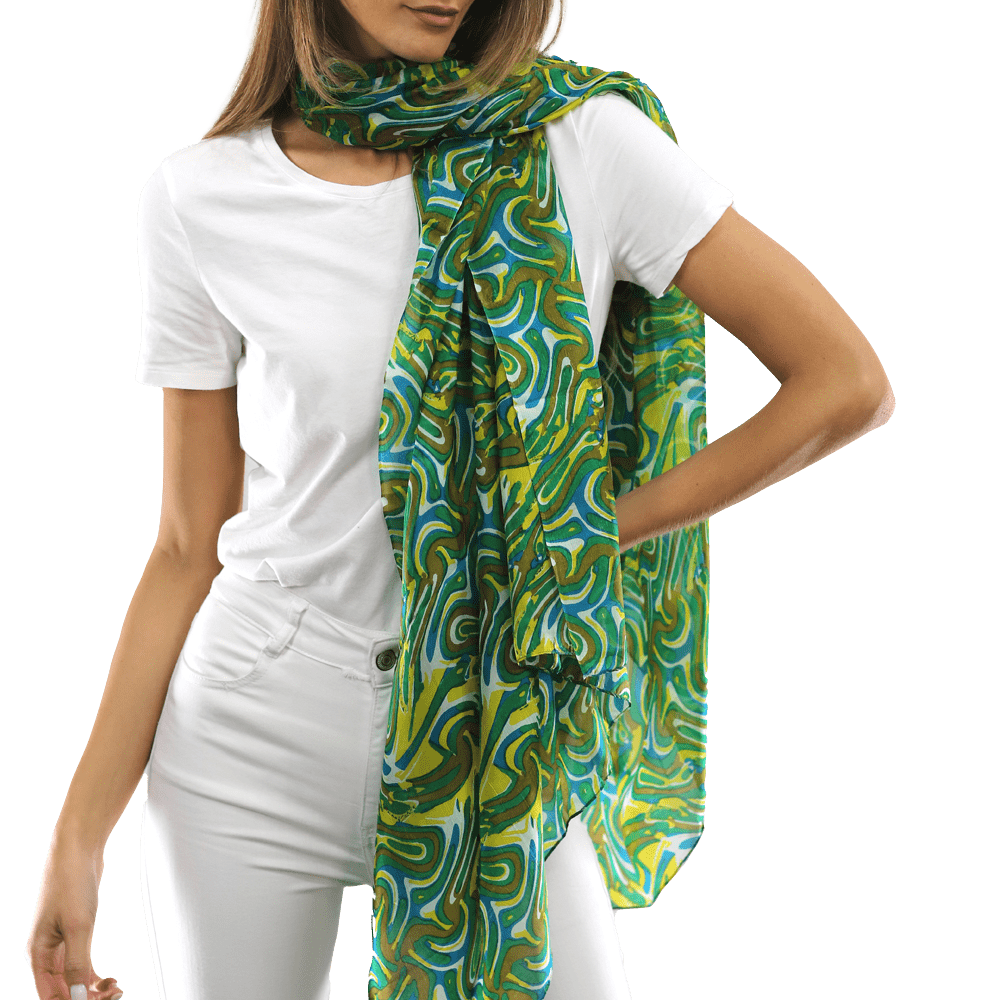 Multicolor Swirl Scarf - Green - Scarf - La Fiorentina EF-2673