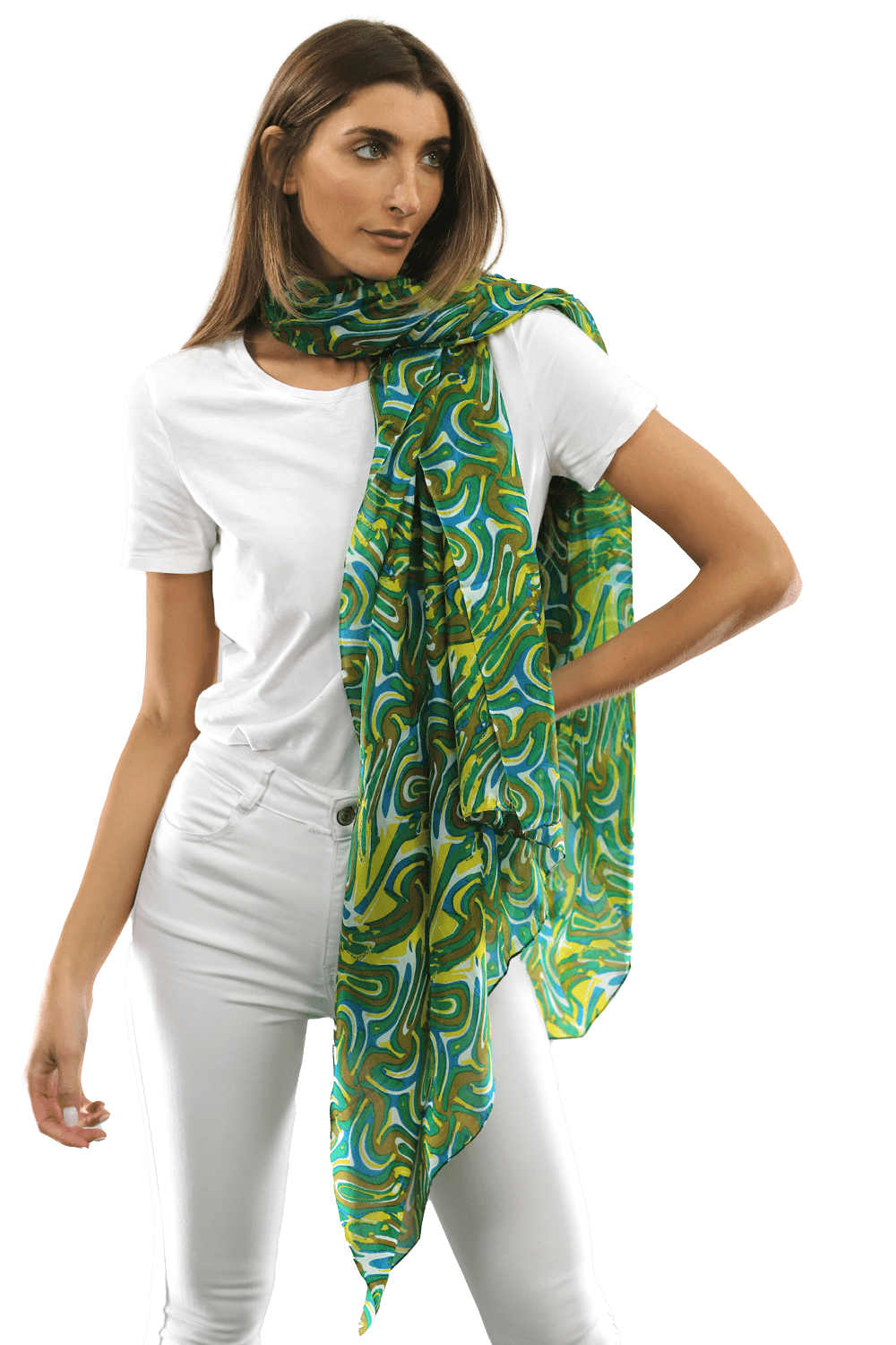 Multicolor Swirl Scarf - Green - Scarf - La Fiorentina EF-2673
