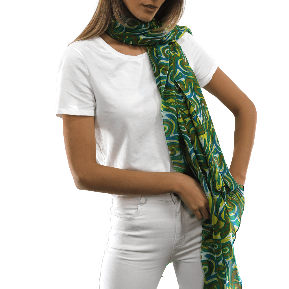 Multicolor Swirl Scarf - Green - Scarf - La Fiorentina EF-2673