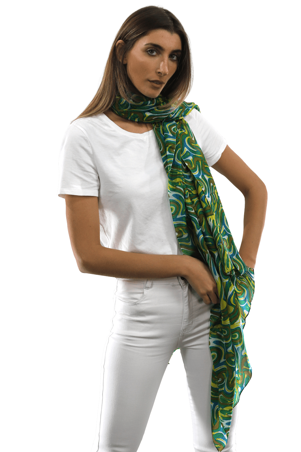 Multicolor Swirl Scarf - Green - Scarf - La Fiorentina EF-2673
