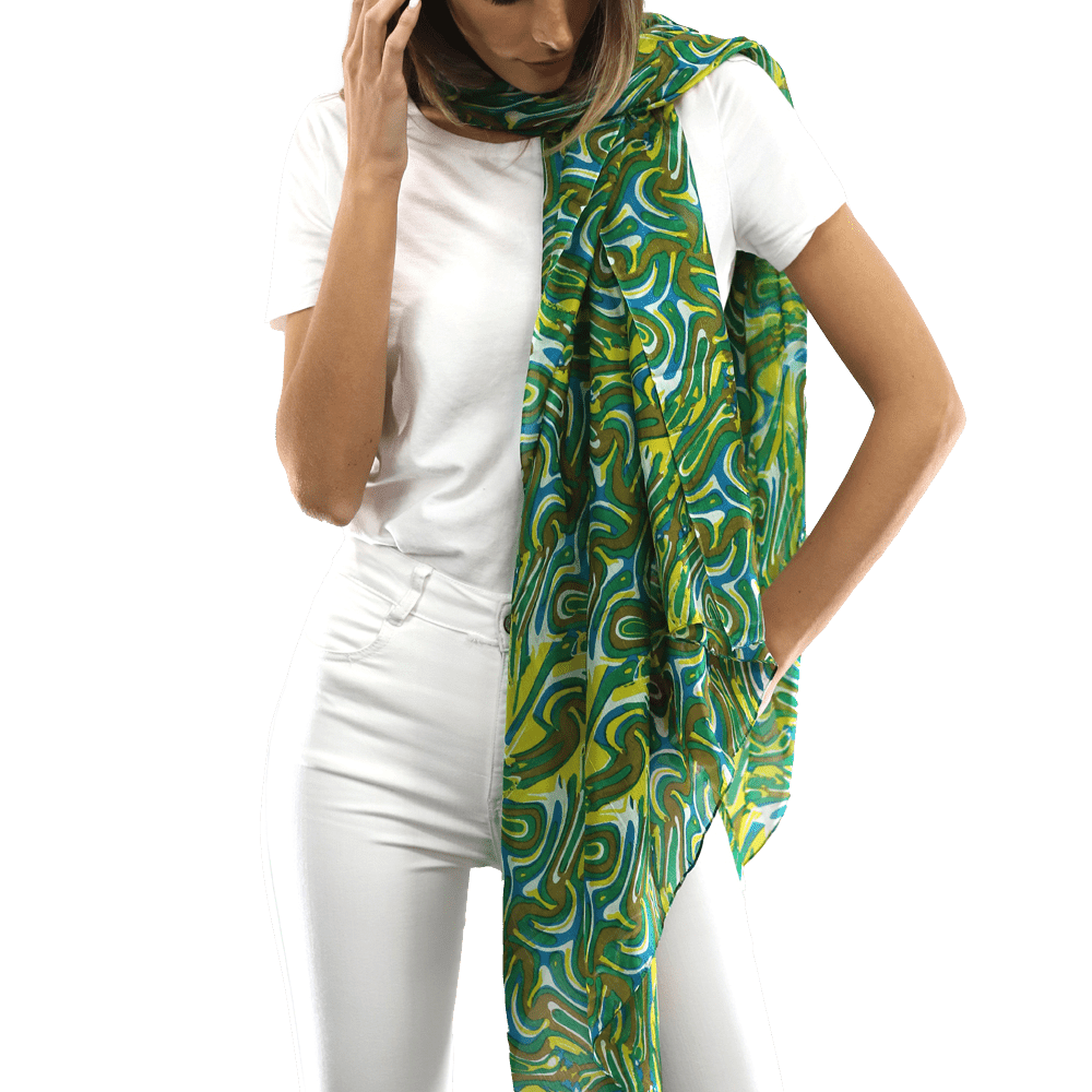Multicolor Swirl Scarf - Green - Scarf - La Fiorentina EF-2673