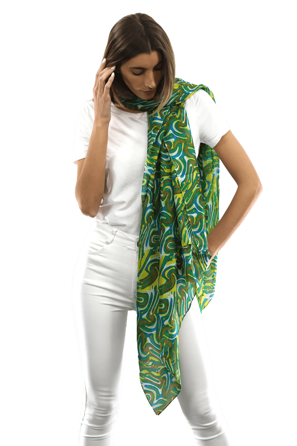 Multicolor Swirl Scarf - Green - Scarf - La Fiorentina EF-2673