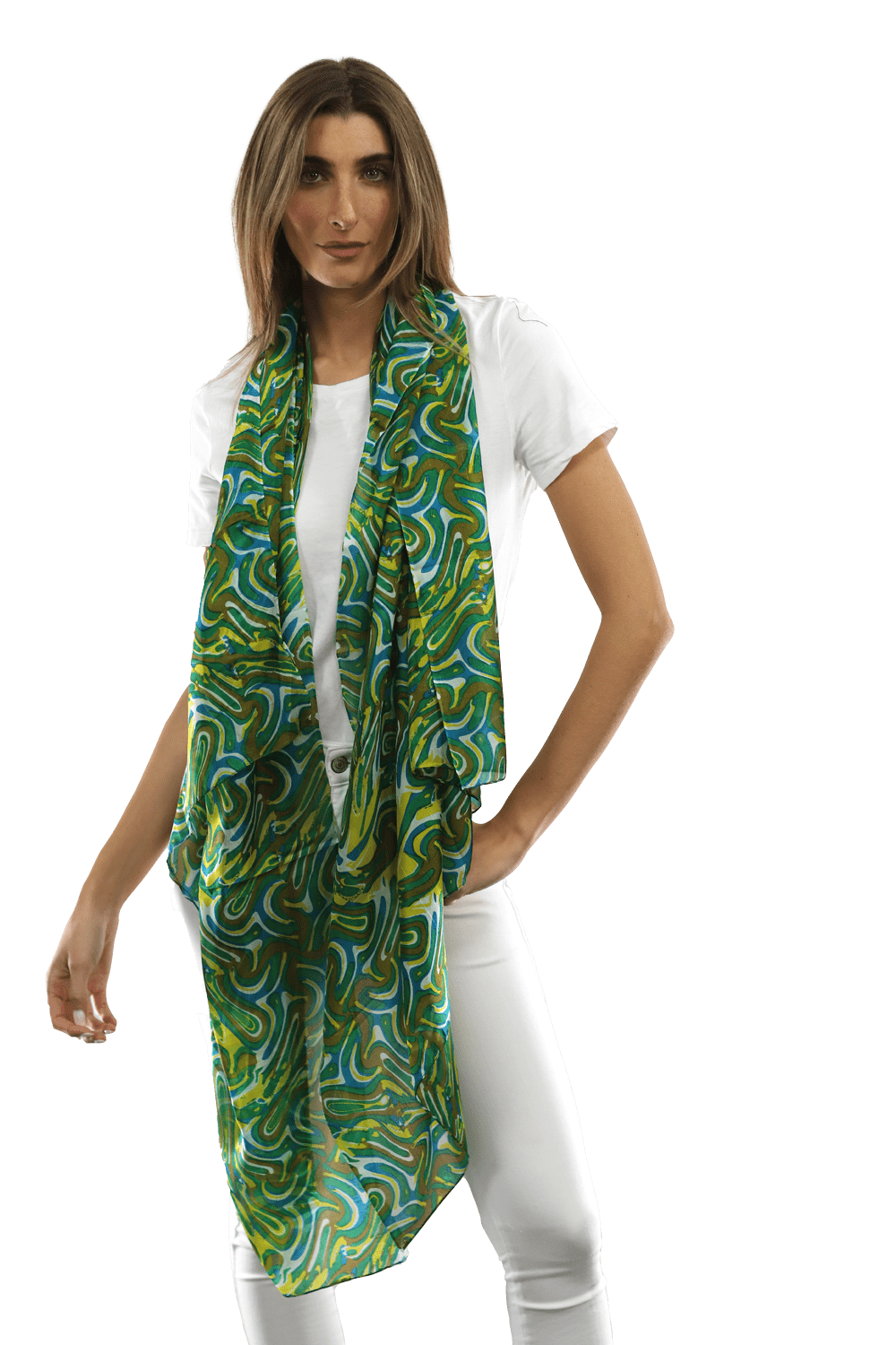Multicolor Swirl Scarf - Green - Scarf - La Fiorentina EF-2673