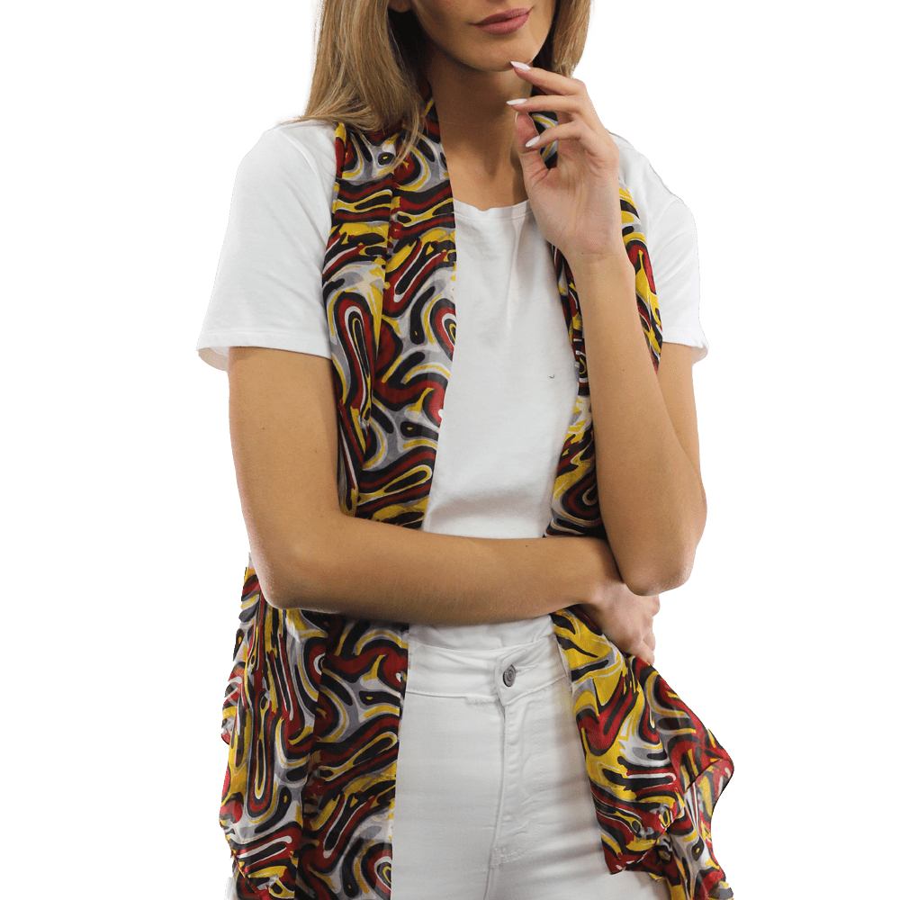 Multicolor Swirl Scarf - Red - Scarf - La Fiorentina EF-2673