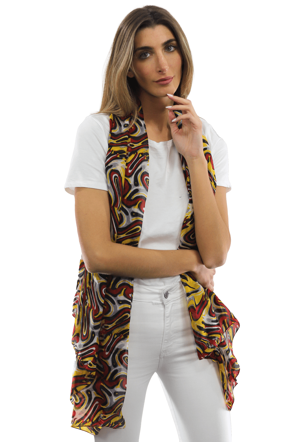 Multicolor Swirl Scarf - Red - Scarf - La Fiorentina EF-2673