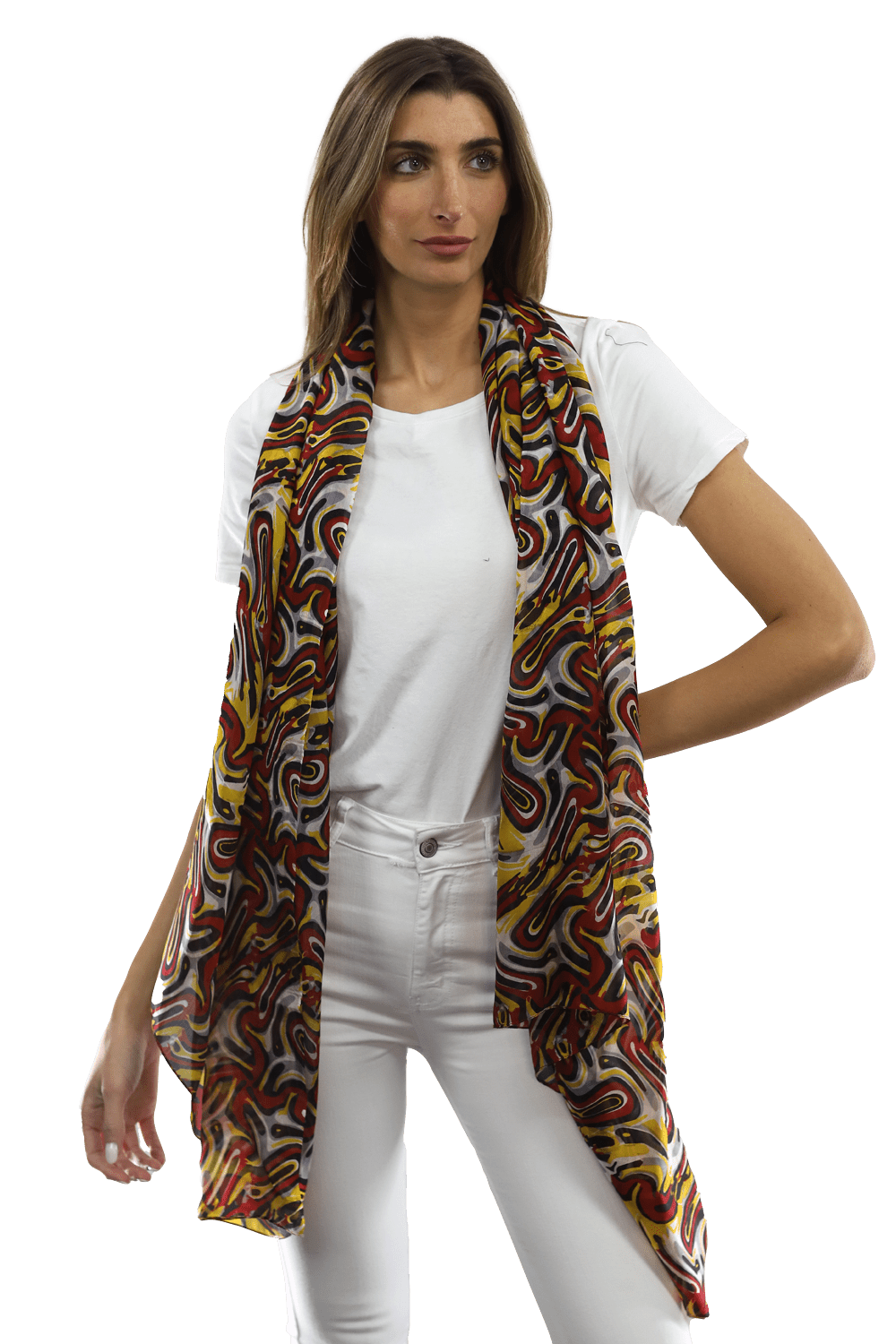 Multicolor Swirl Scarf - Red - Scarf - La Fiorentina EF-2673