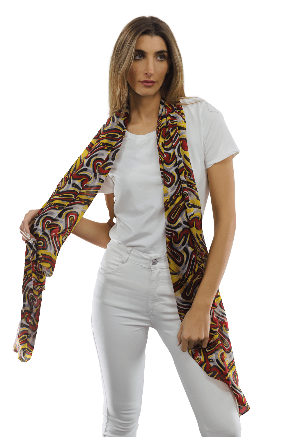 Multicolor Swirl Scarf - Red - Scarf - La Fiorentina EF-2673