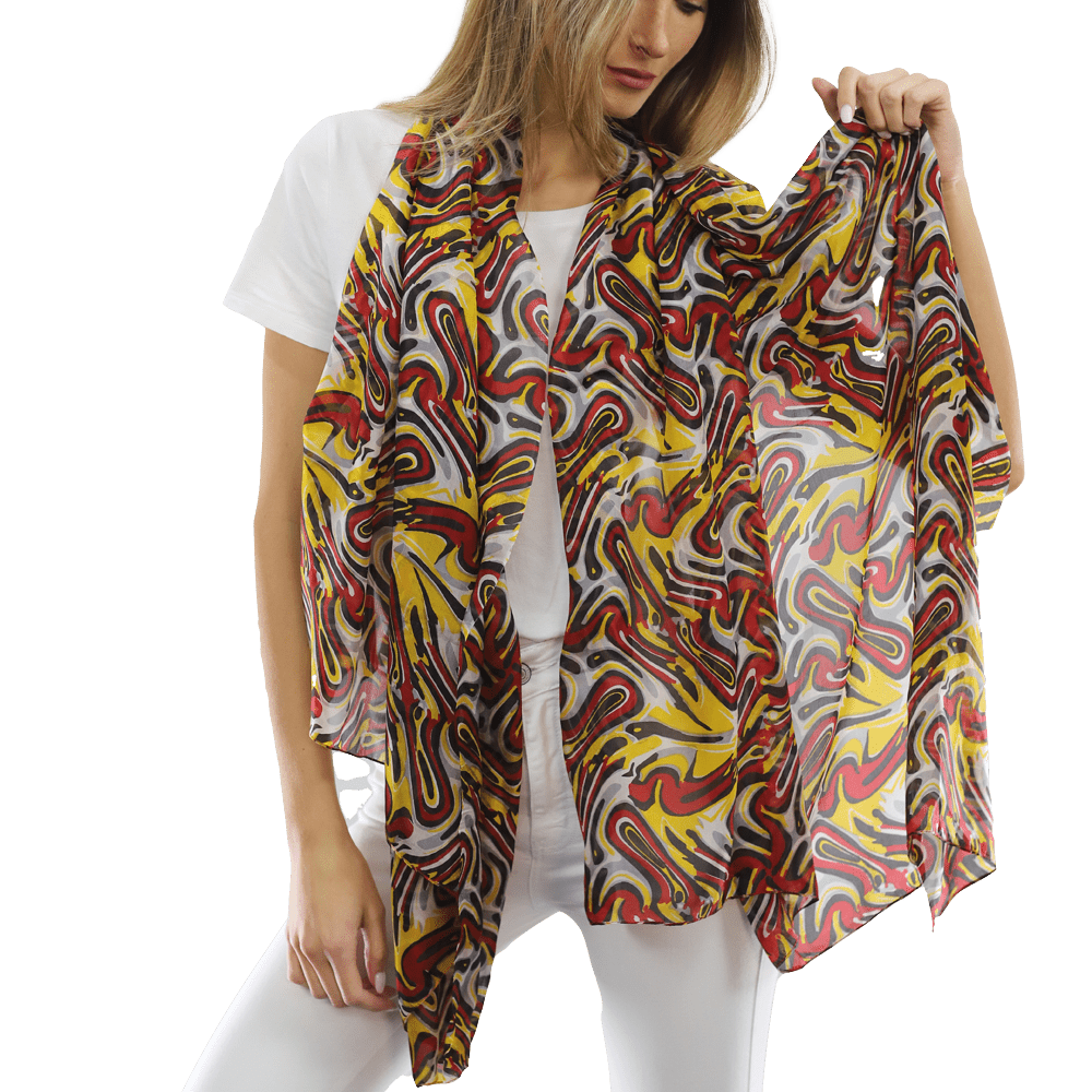 Multicolor Swirl Scarf - Red - Scarf - La Fiorentina EF-2673