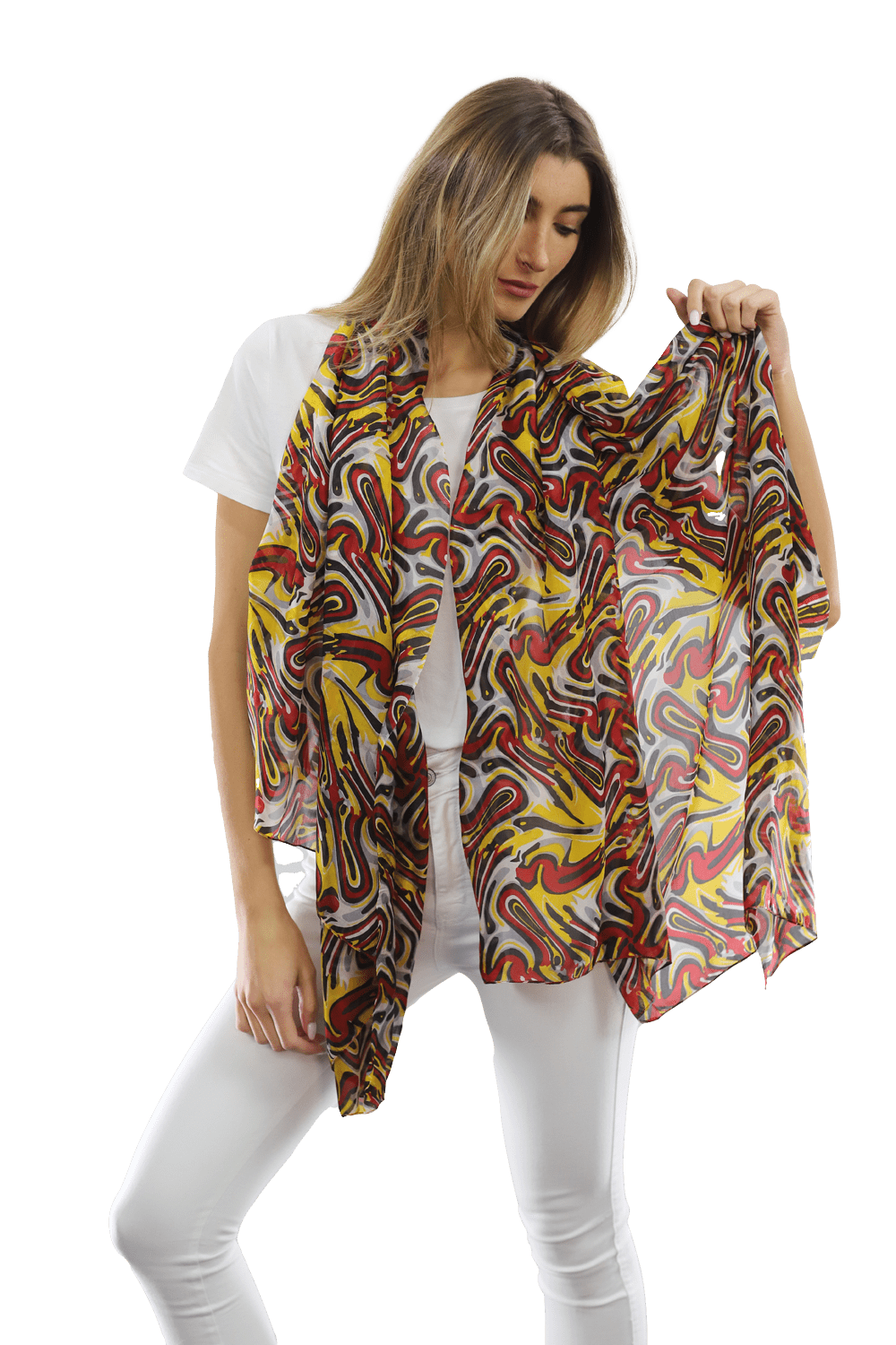 Multicolor Swirl Scarf - Red - Scarf - La Fiorentina EF-2673