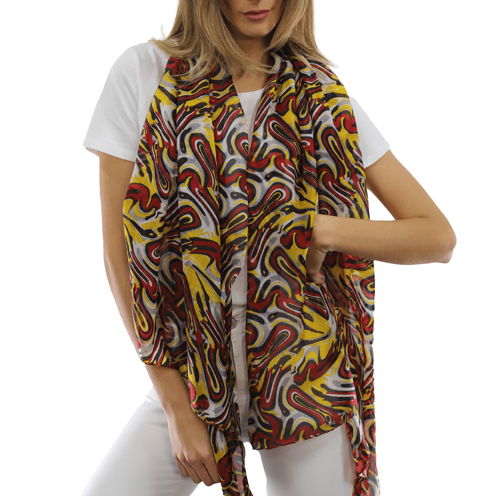 Multicolor Swirl Scarf - Red - Scarf - La Fiorentina EF-2673