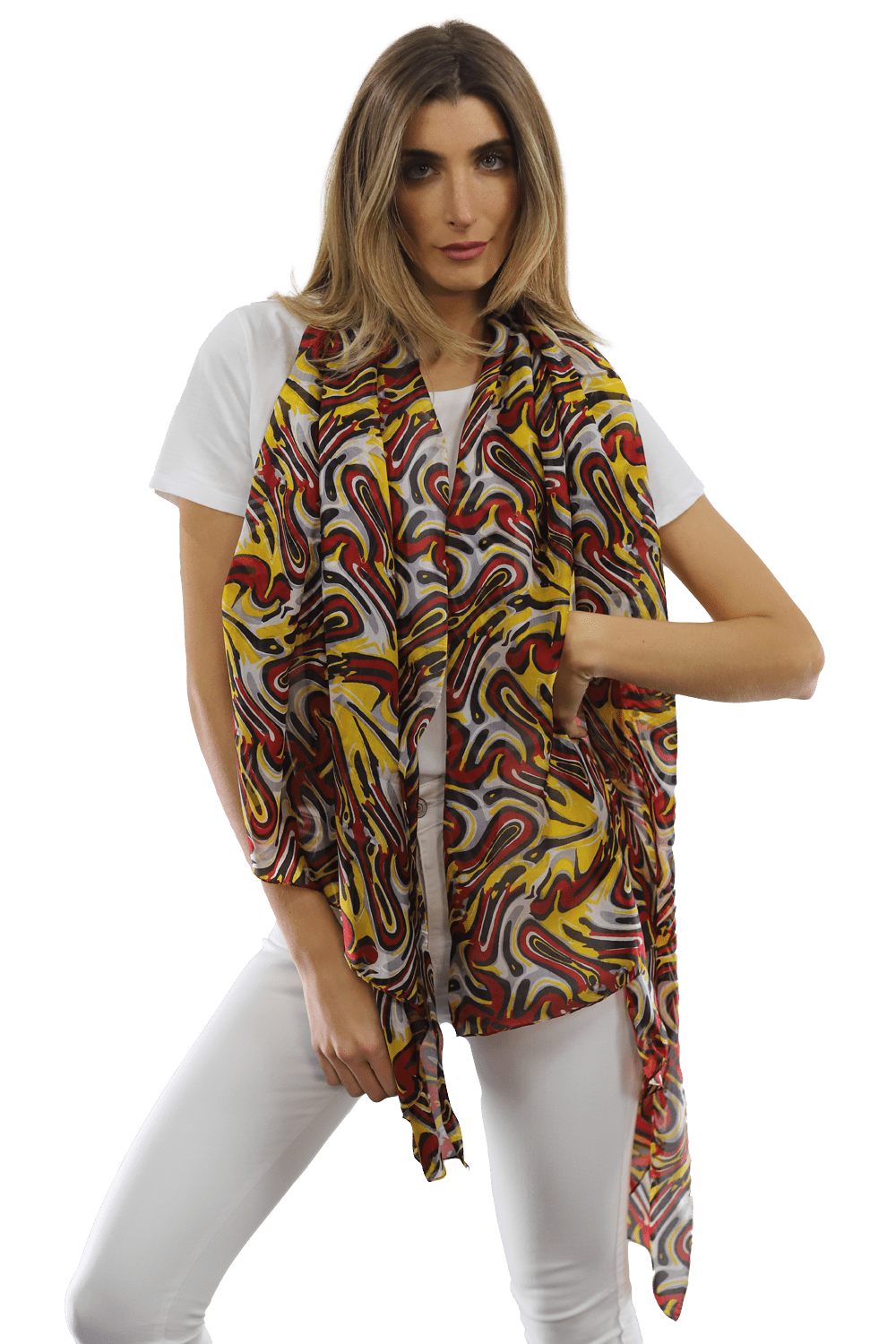 Multicolor Swirl Scarf - Red - Scarf - La Fiorentina EF-2673