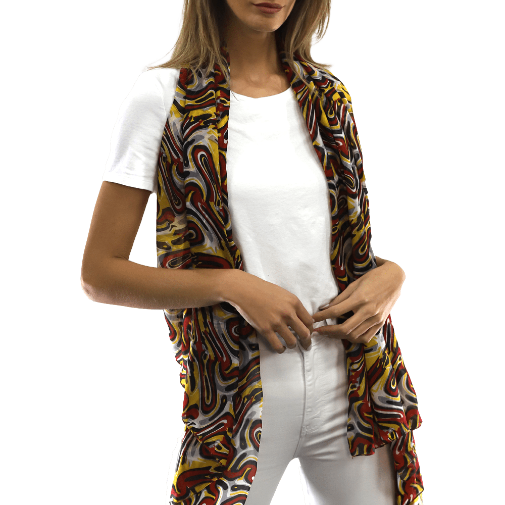 Multicolor Swirl Scarf - Red - Scarf - La Fiorentina EF-2673
