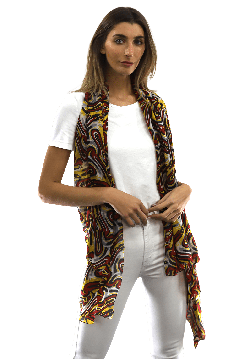 Multicolor Swirl Scarf - Red - Scarf - La Fiorentina EF-2673