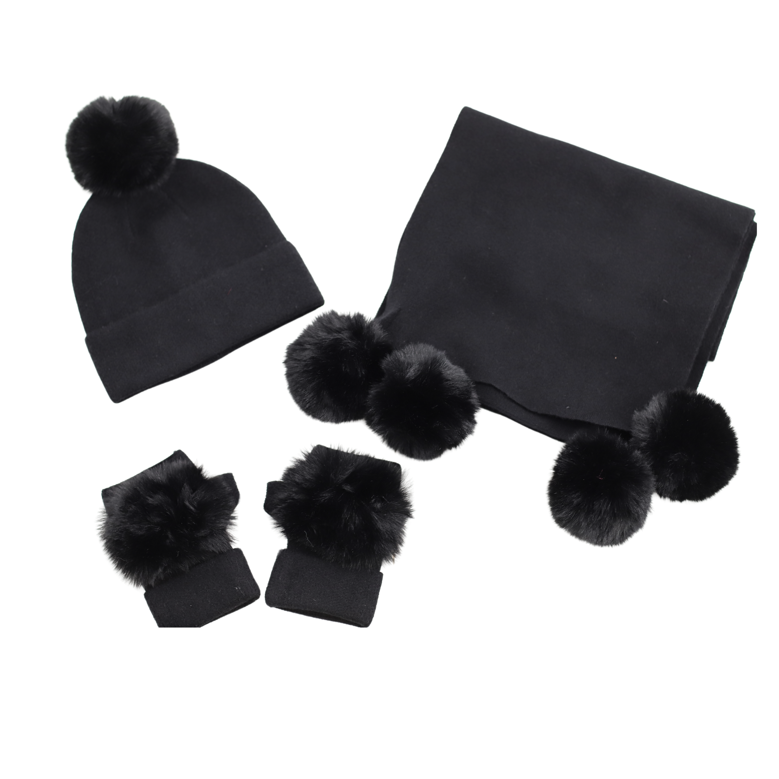 3PC KNIT SET - BLACK - ACCESSORIES - La Fiorentina
