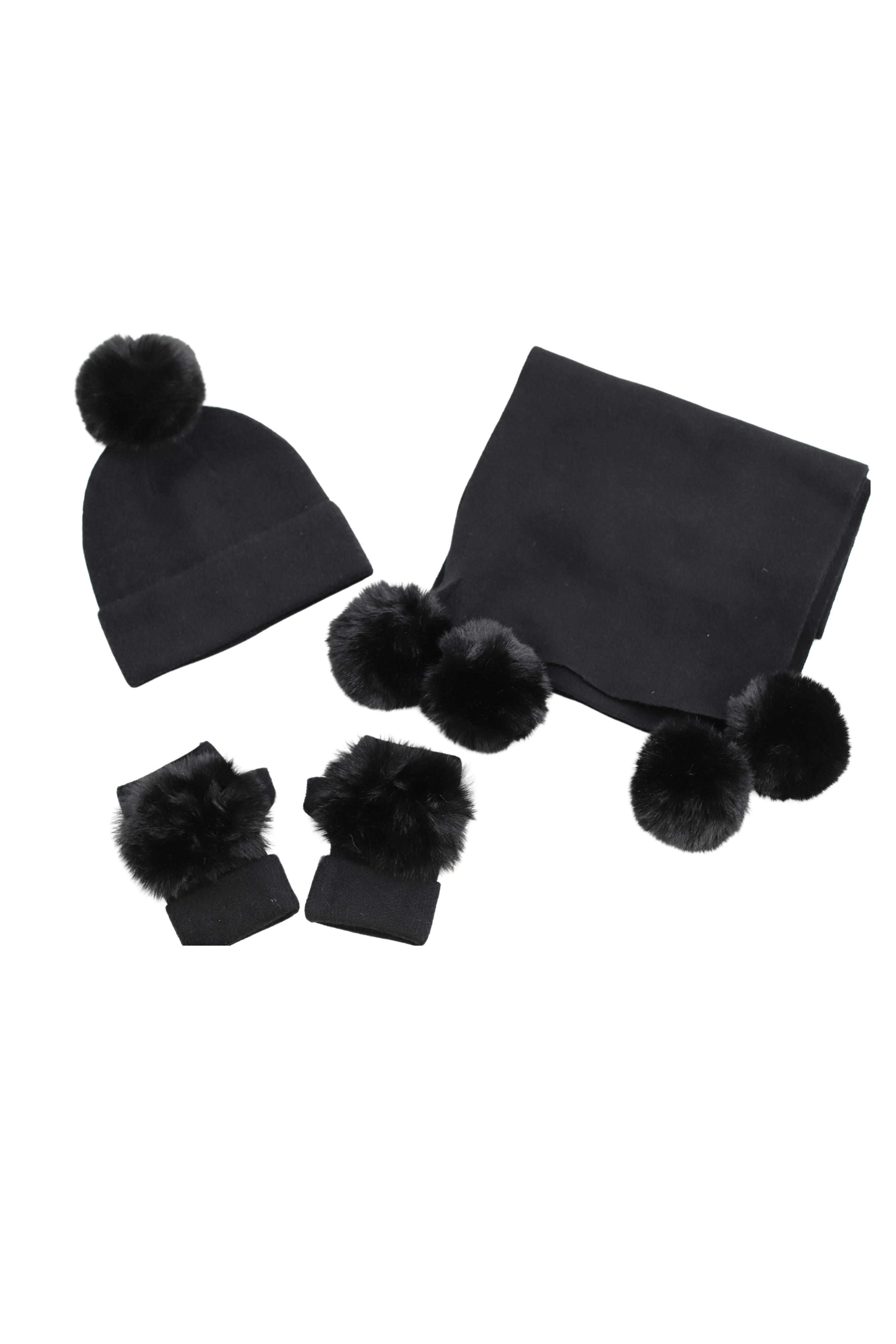 3PC KNIT SET - BLACK - ACCESSORIES - La Fiorentina