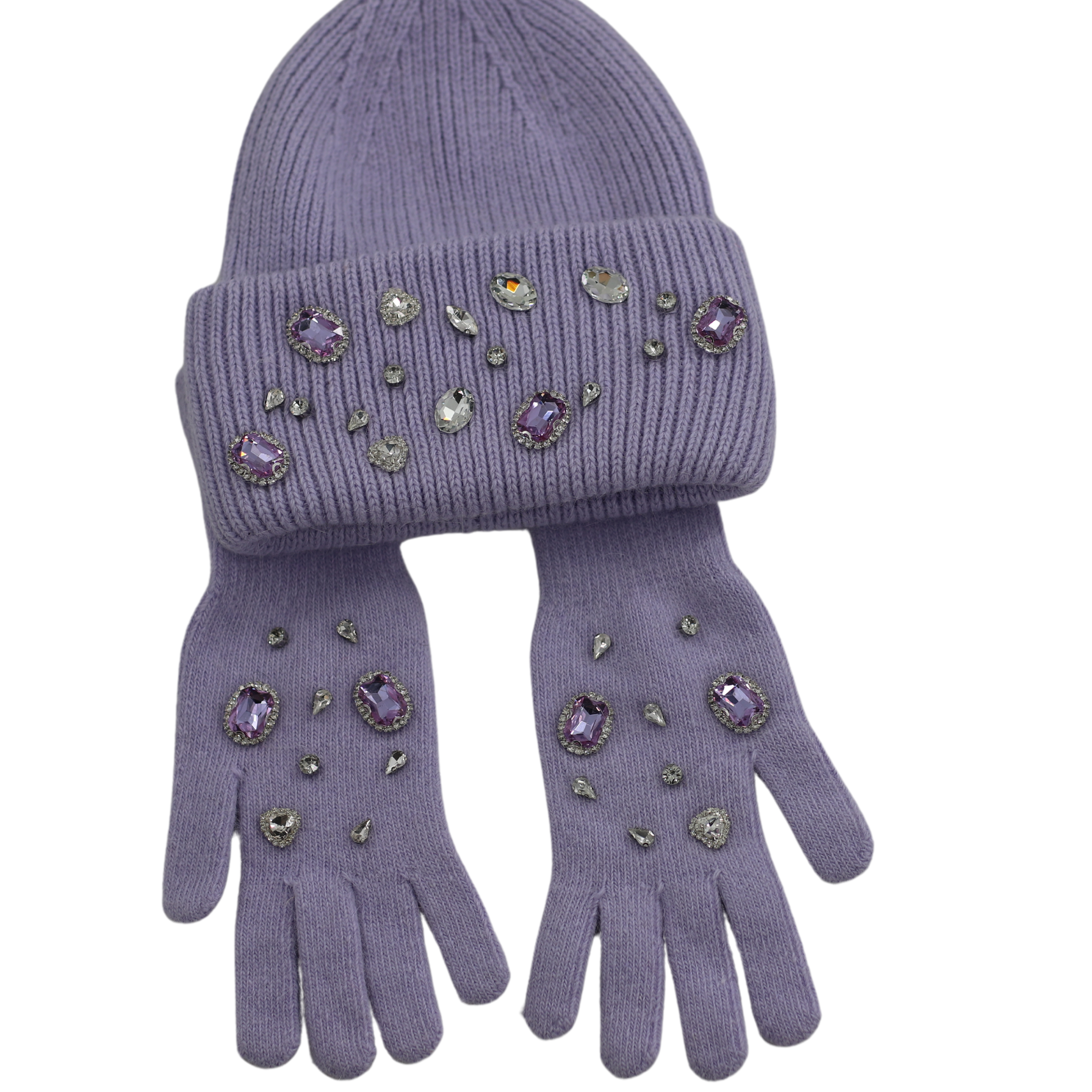 Rhinestone Winter Hat and Glove Set