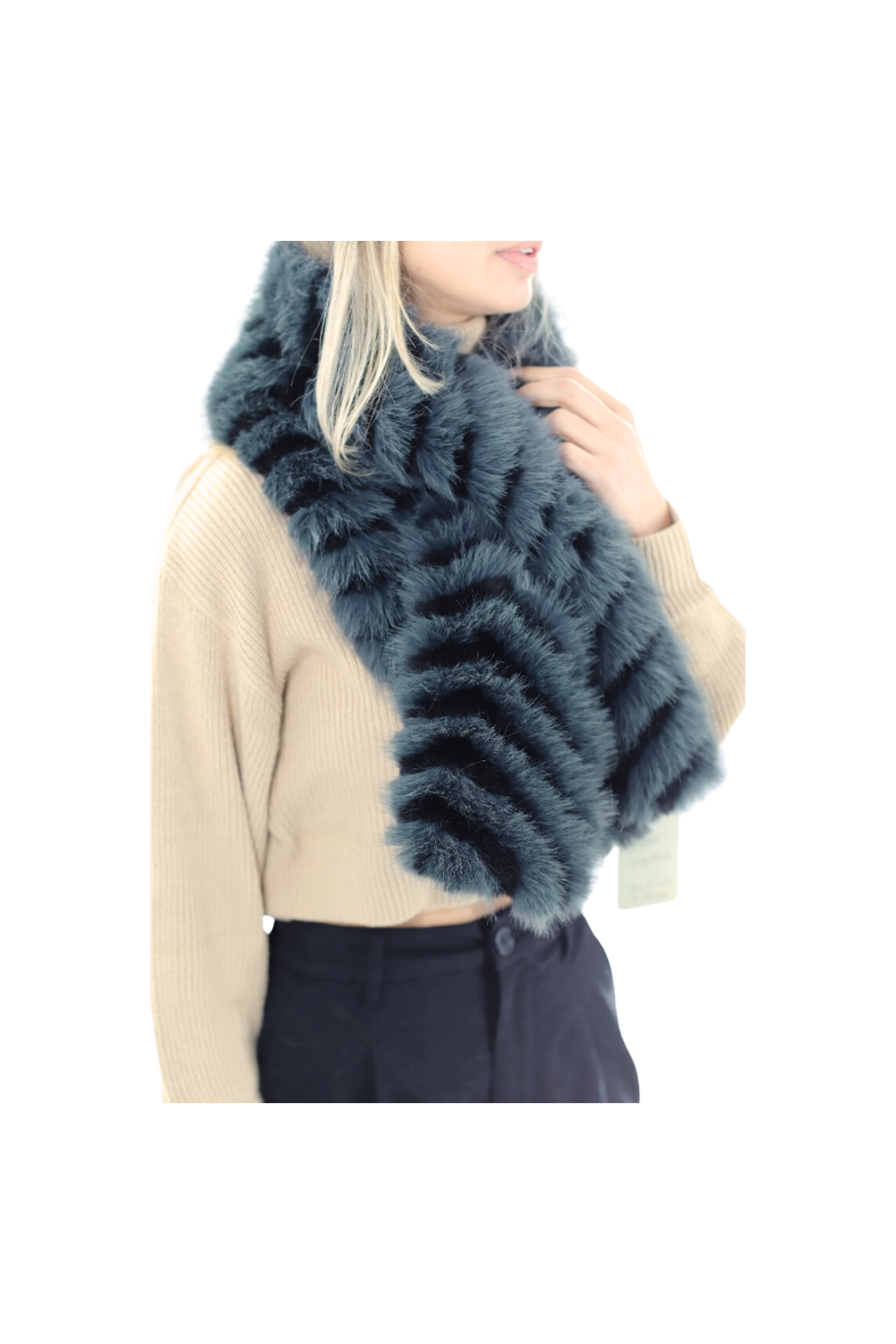 Plush Faux Fur Pull Through Scarf