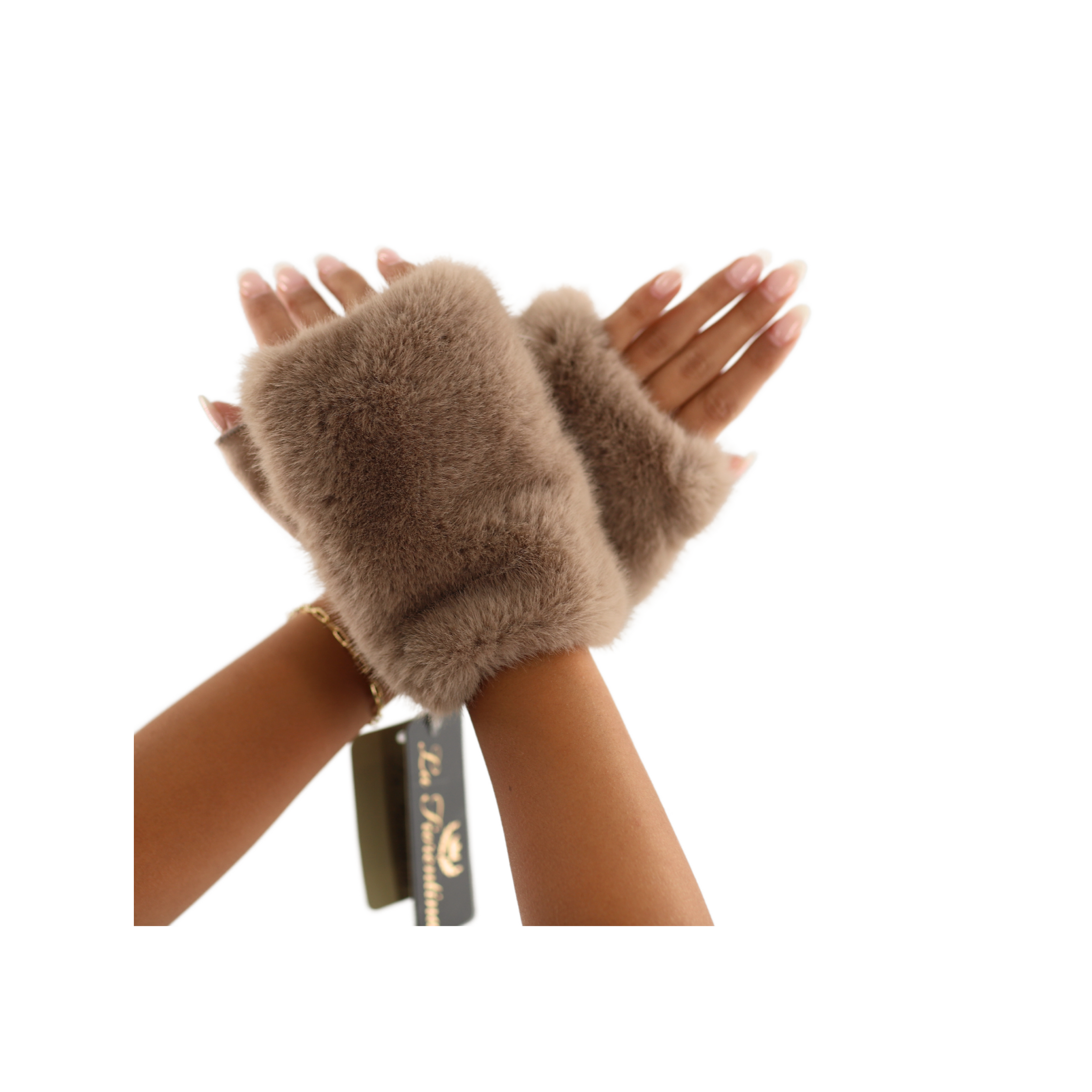 Faux Fur Fingerless Mittens