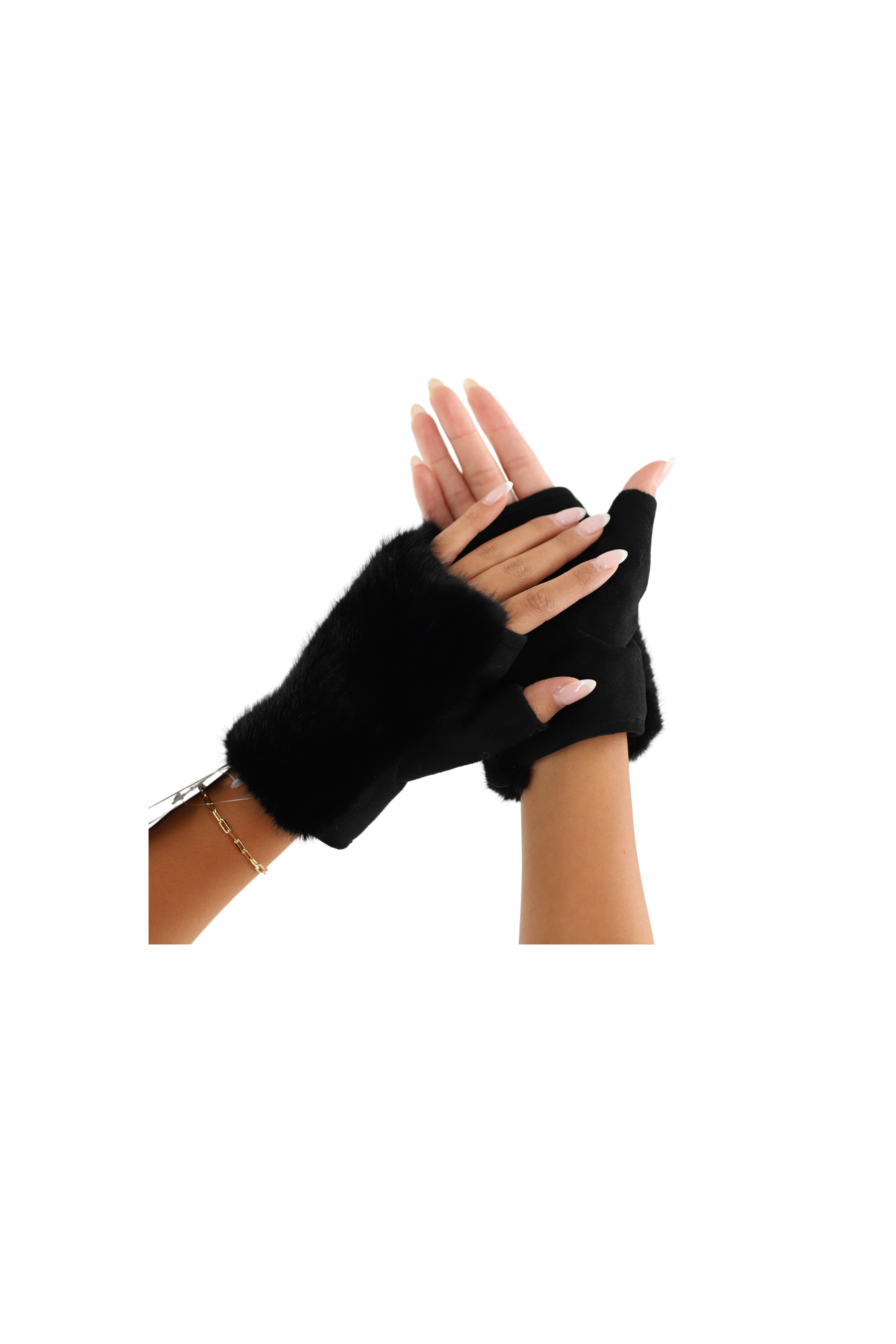 Faux Fur Fingerless Mittens