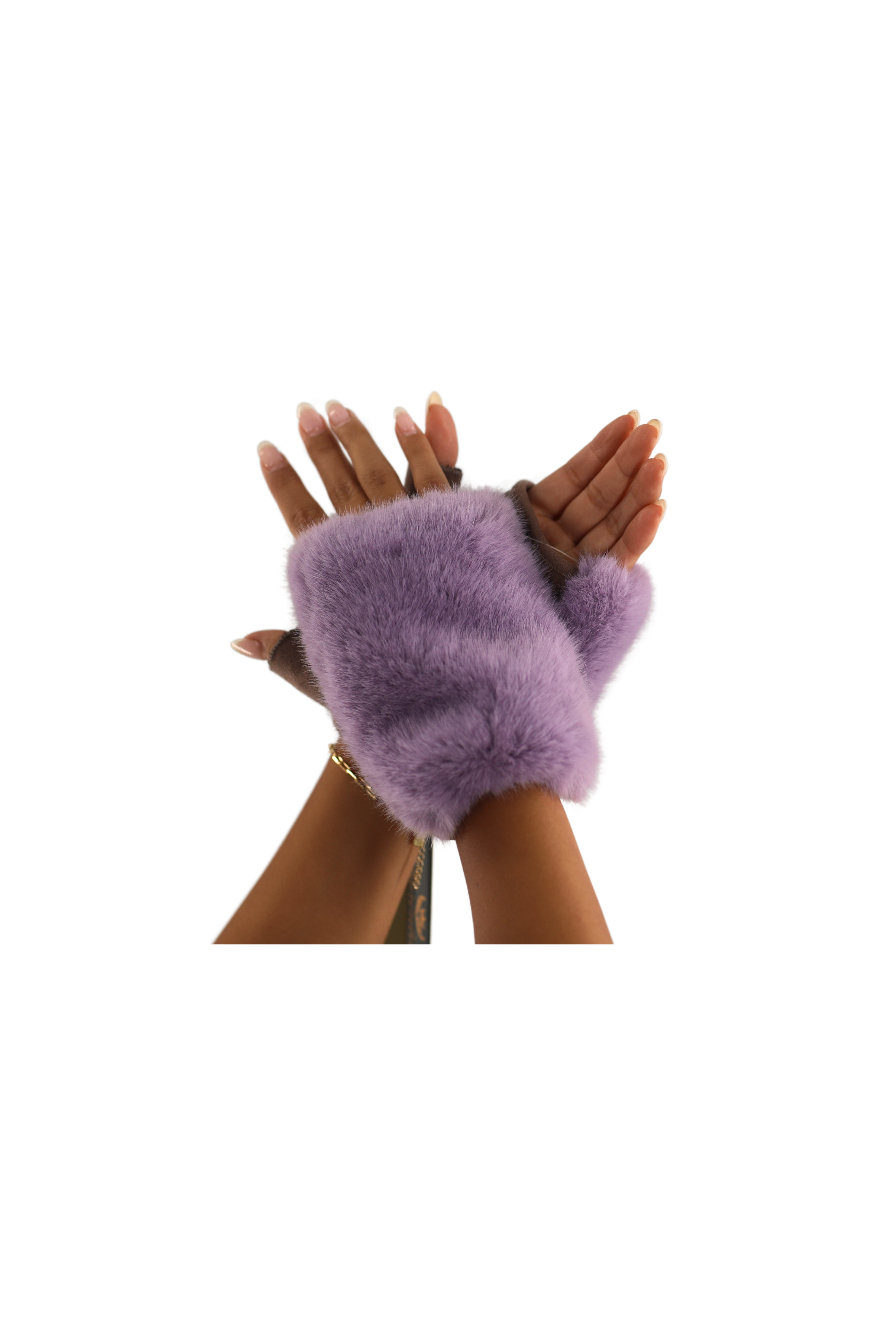 Faux Fur Fingerless Mittens