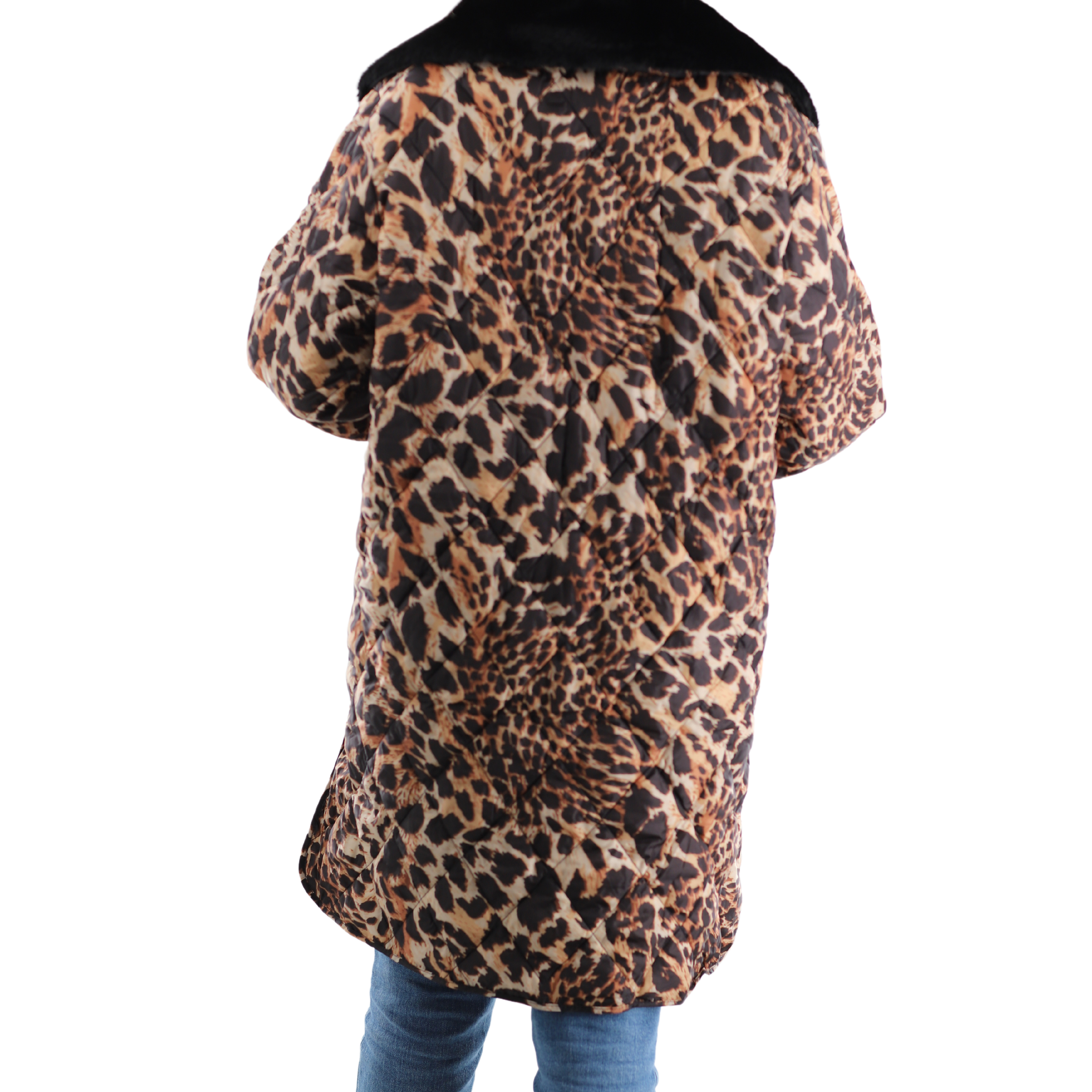 Printed Jacket with Faux Fur Collar