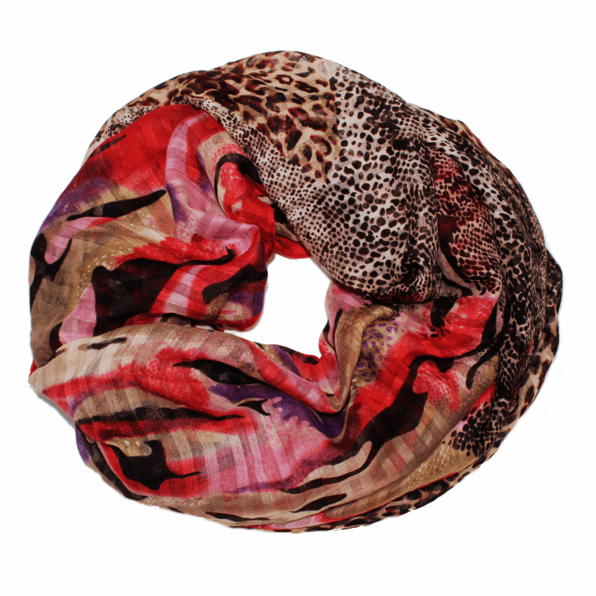 Ombre Abstract Animal Print Scarf - Scarf - La Fiorentina,Red FST005