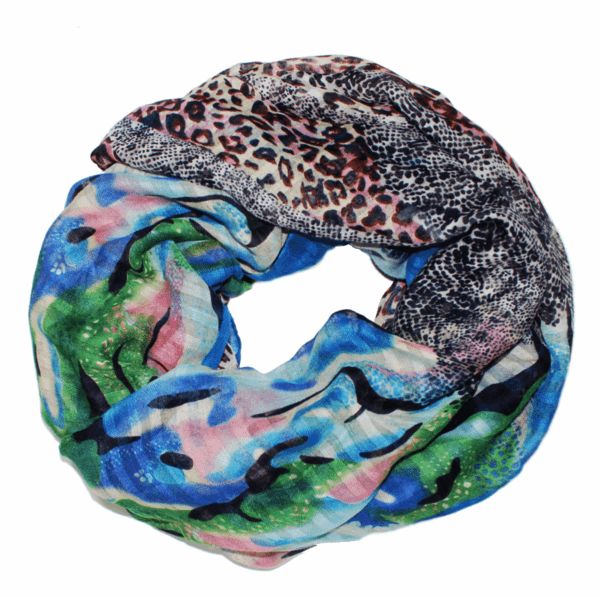 Ombre Abstract Animal Print Scarf - Scarf - La Fiorentina,Blue FST005 