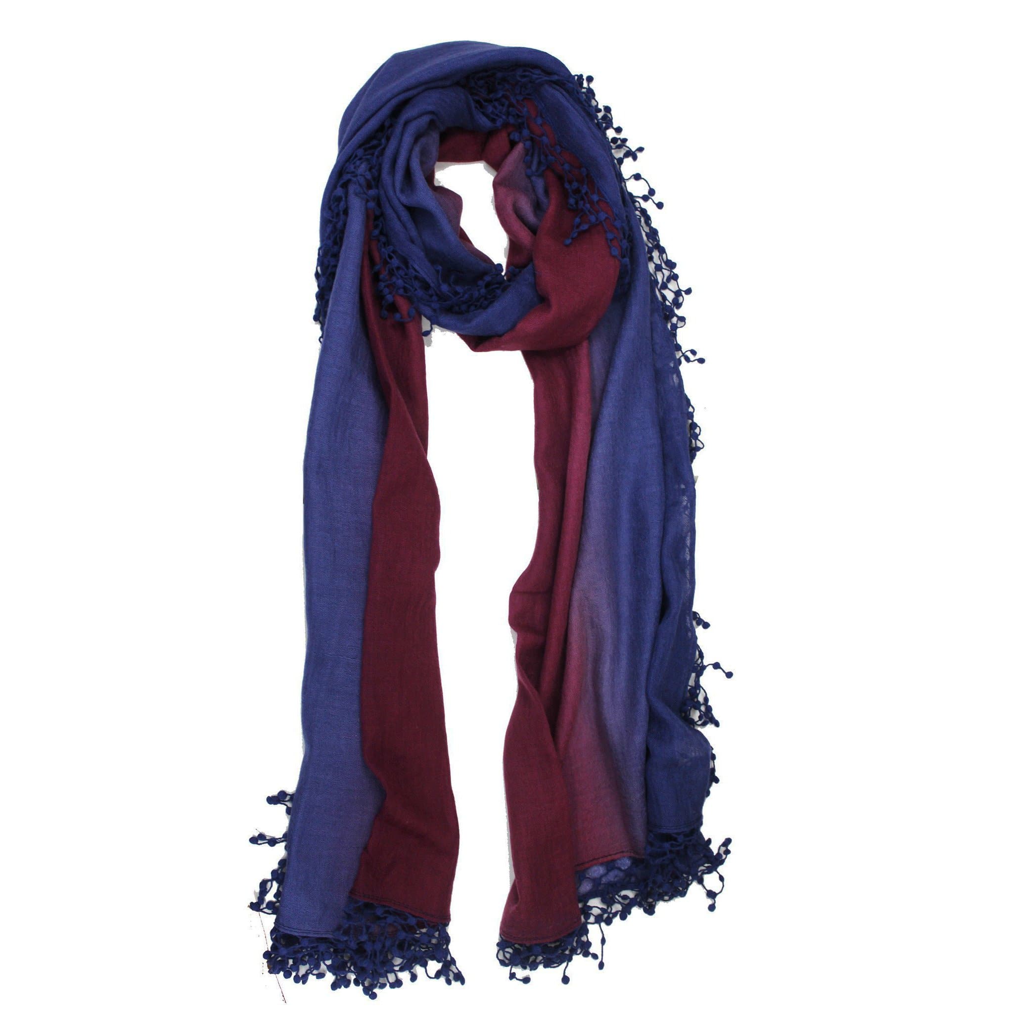 Ombre Fringe Scarf - Deep Blue/Plum - Scarf - La Fiorentina TYMSP0123